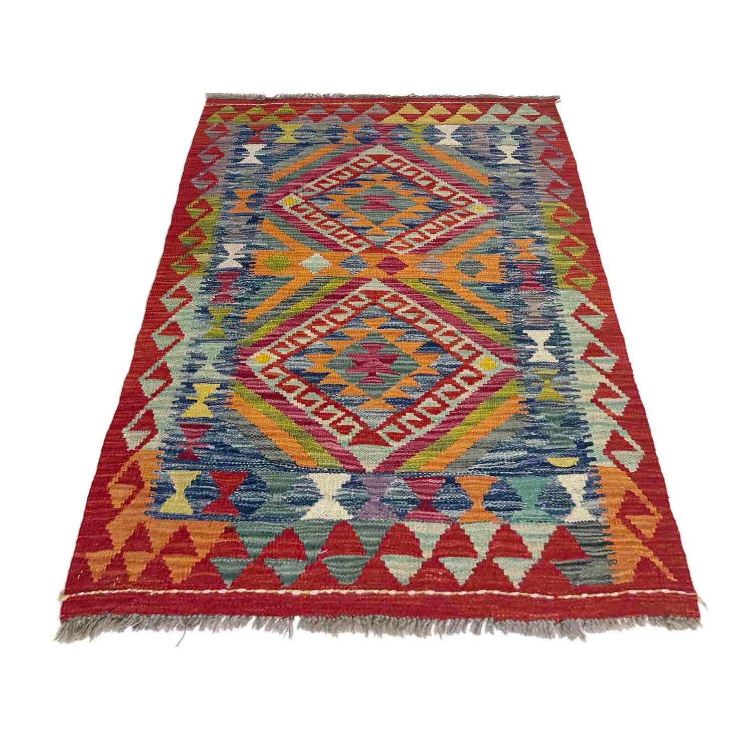Handmade Afghan Vegetable Kilim 2' 9" x 4' 0" ft / 83 x 122 cm - No. Y39389