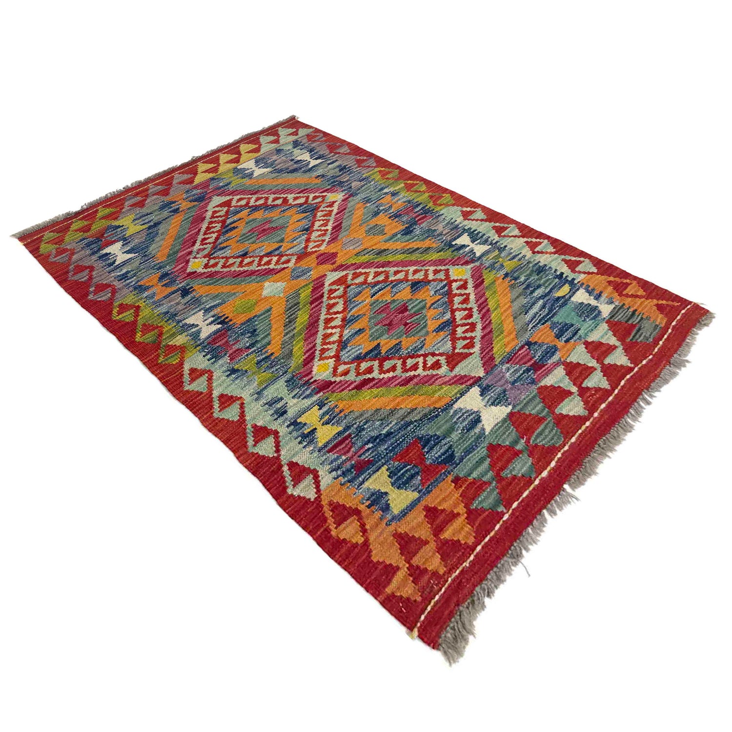 Handmade Afghan Vegetable Kilim 2' 9" x 4' 0" ft / 83 x 122 cm - No. Y39389