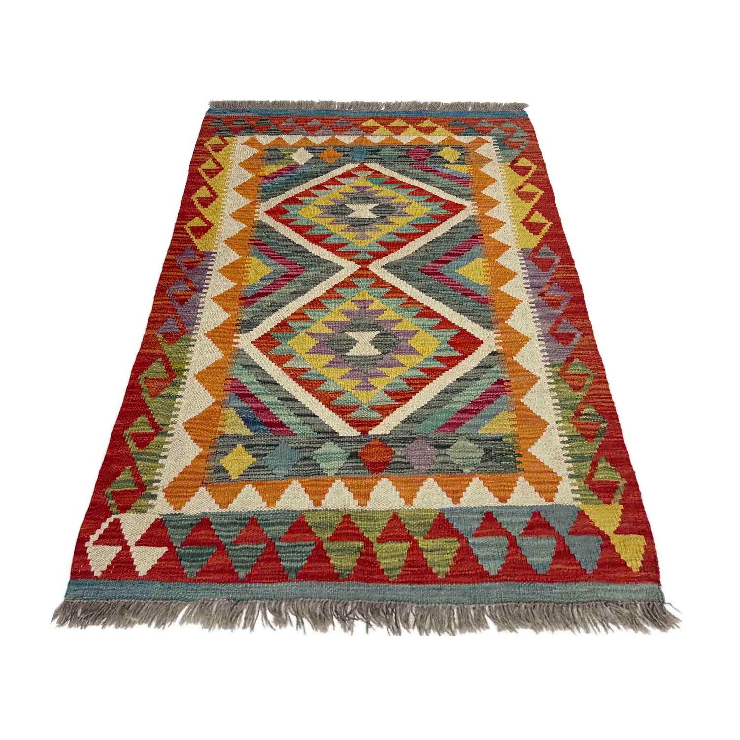 Hand Made Afghan Kilim 2' 9" x 4' 1" ft / 84 x 124 cm - No. Y39390