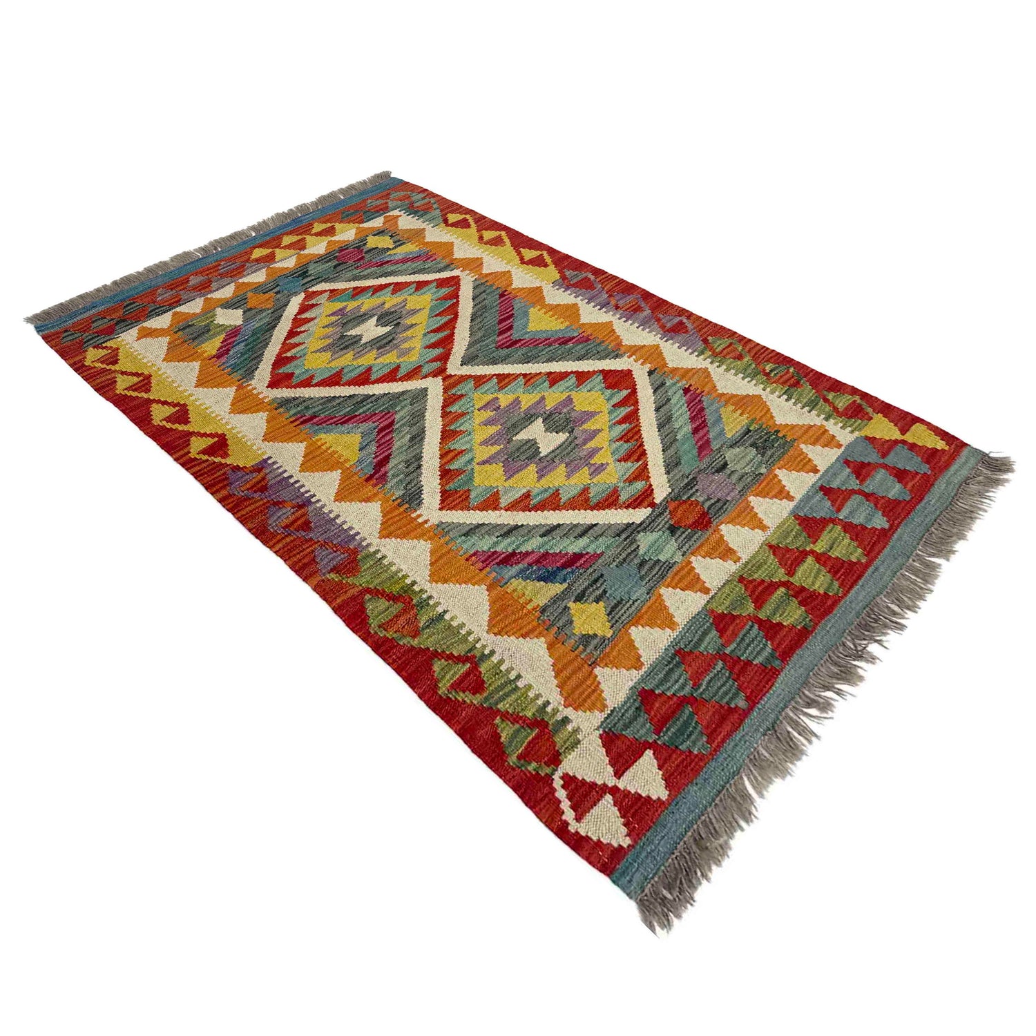 Hand Made Afghan Kilim 2' 9" x 4' 1" ft / 84 x 124 cm - No. Y39390