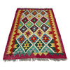 Multi Color ful Flat-Weave Wool Kilim 2' 9" x 3' 7" ft / 84 x 110 cm - No. Y39392