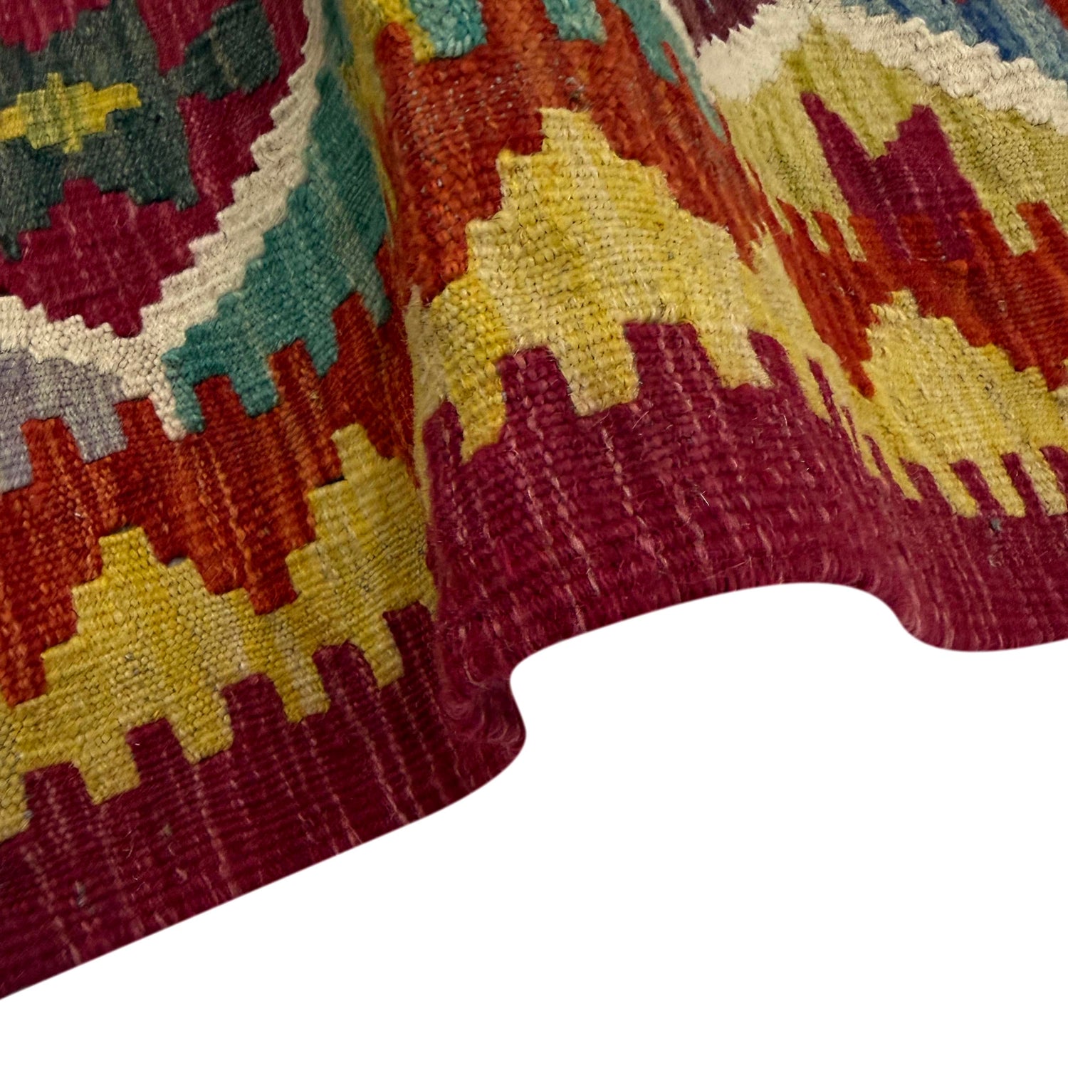 Multi Color ful Flat-Weave Wool Kilim 2' 9" x 3' 7" ft / 84 x 110 cm - No. Y39392