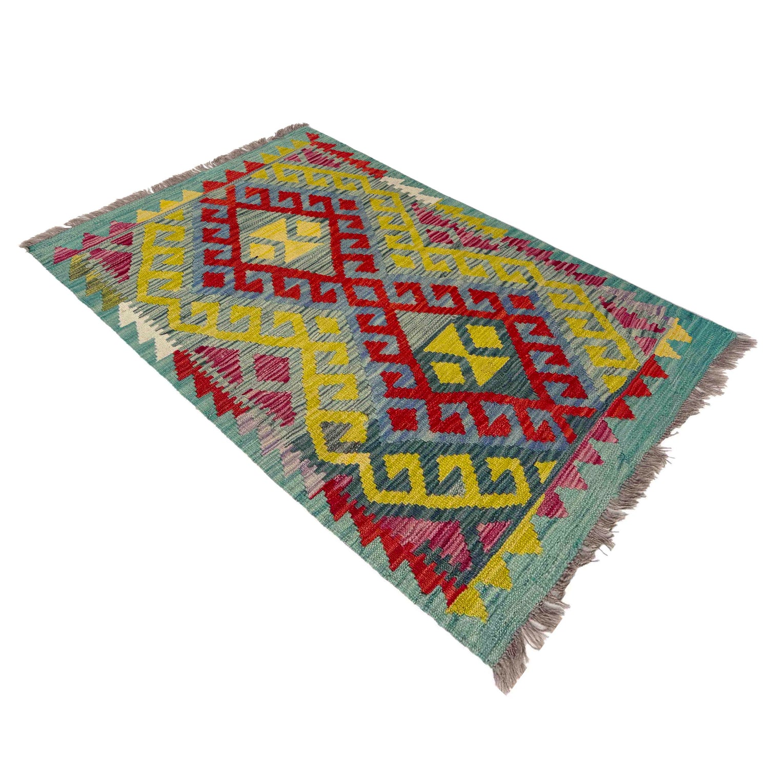 Handmade Vegetable Kelim 2' 9" x 3' 11" ft / 83 x 120 cm - No. Y39395
