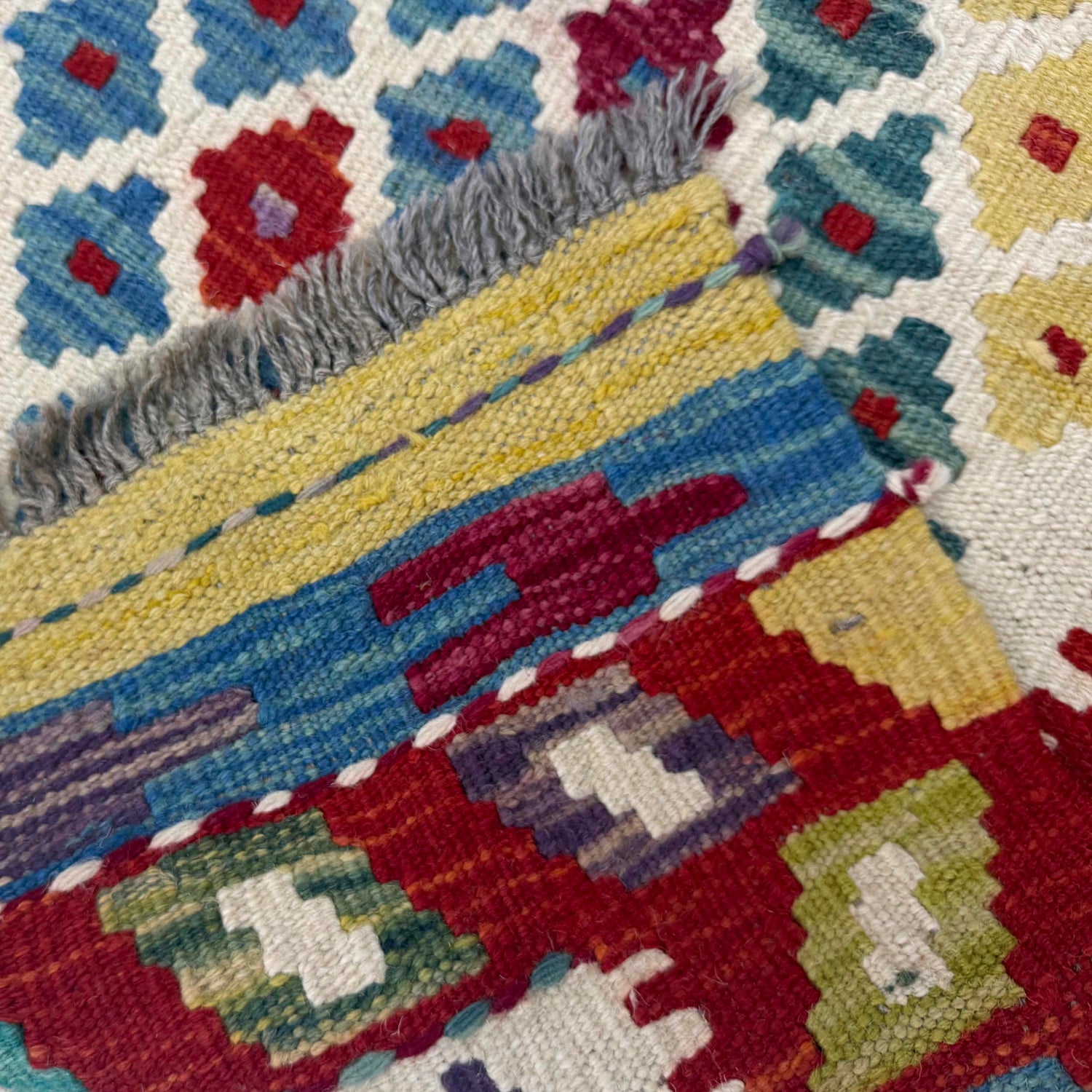 Hand Knotted Afghan Style Kilim 2' 7" x 4' 0" ft / 79 x 122 cm - No. Y39396
