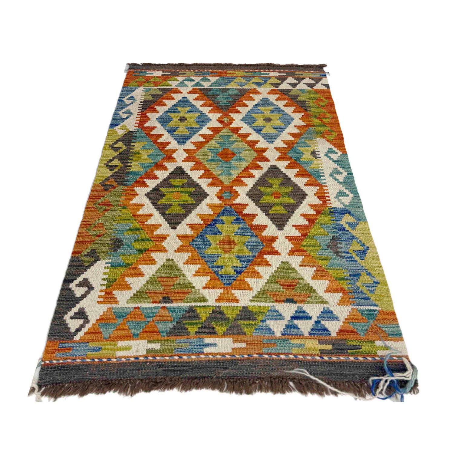 Handmade Turkish Design Wool Kilim 2' 5" x 4' 1" ft / 74 x 125 cm - No. Y39400