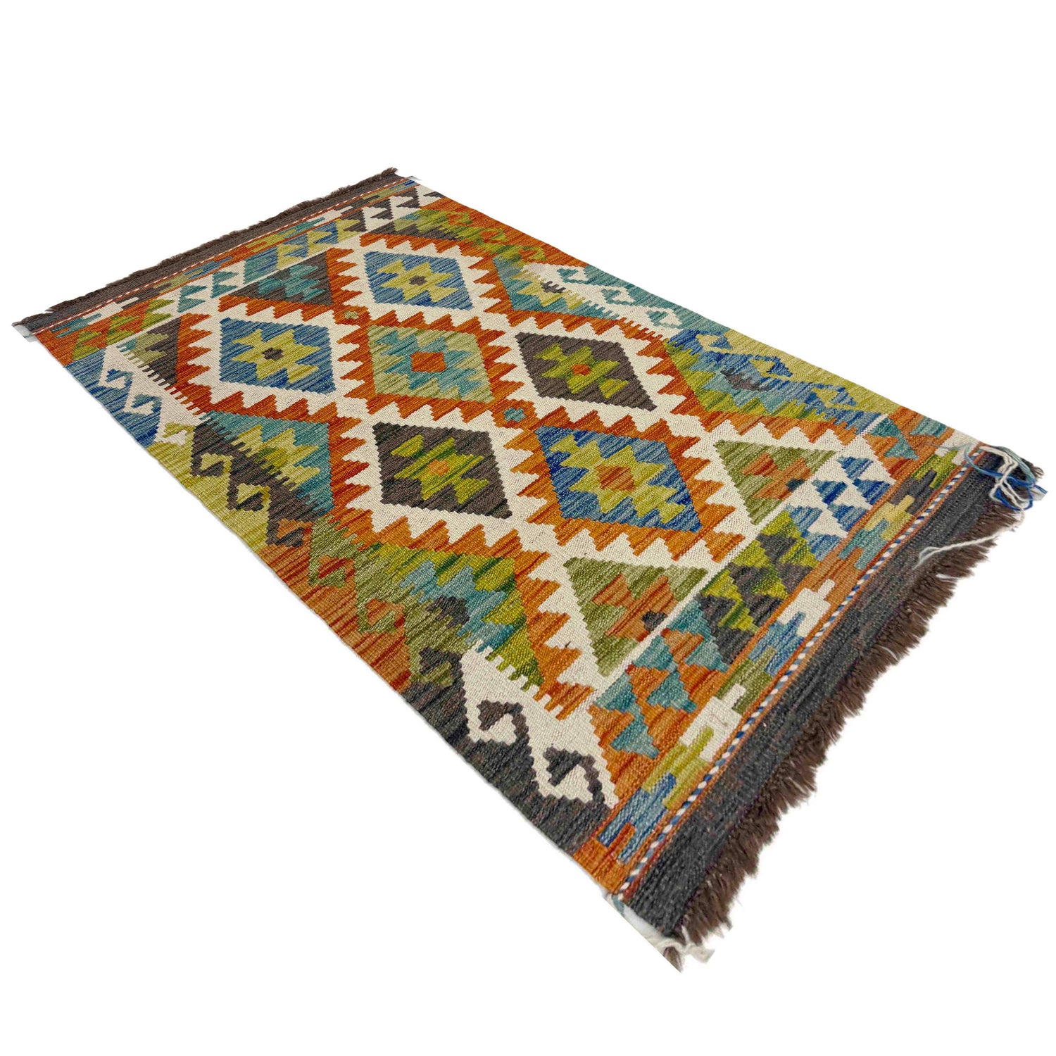 Handmade Turkish Design Wool Kilim 2' 5" x 4' 1" ft / 74 x 125 cm - No. Y39400