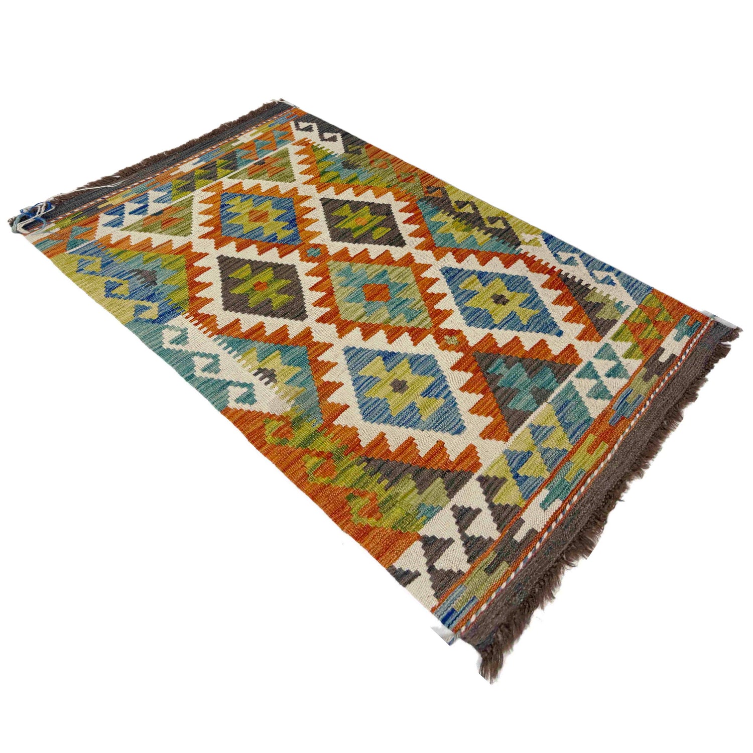 Handmade Turkish Design Wool Kilim 2' 5" x 4' 1" ft / 74 x 125 cm - No. Y39400