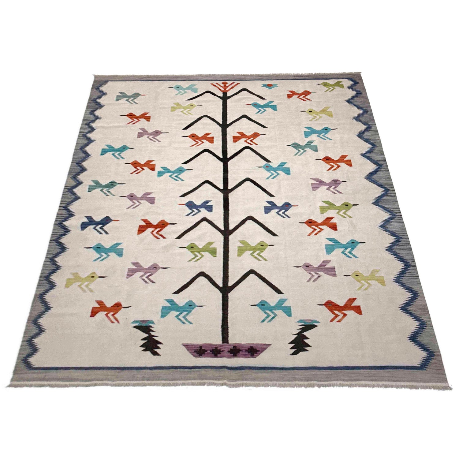 Hand Knotted Embroidery Kelim 8' 9" x 12' 0" ft / 266 x 365 cm - No. Y39433