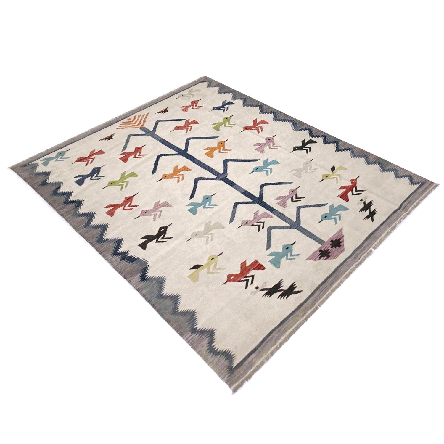 Pakistani Embroidery Kilim 8' 8" x 11' 10" ft / 264 x 360 cm - No. Y39435
