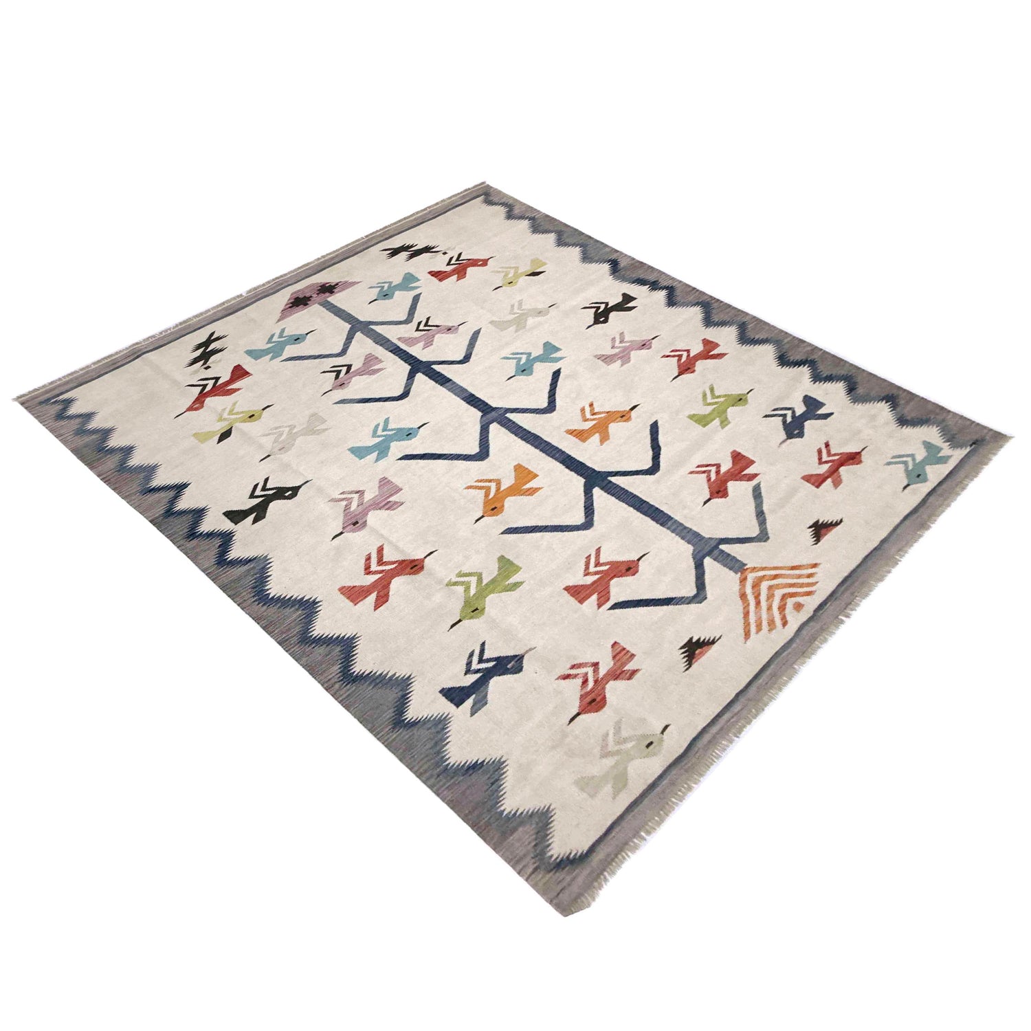 Pakistani Embroidery Kilim 8' 8" x 11' 10" ft / 264 x 360 cm - No. Y39435
