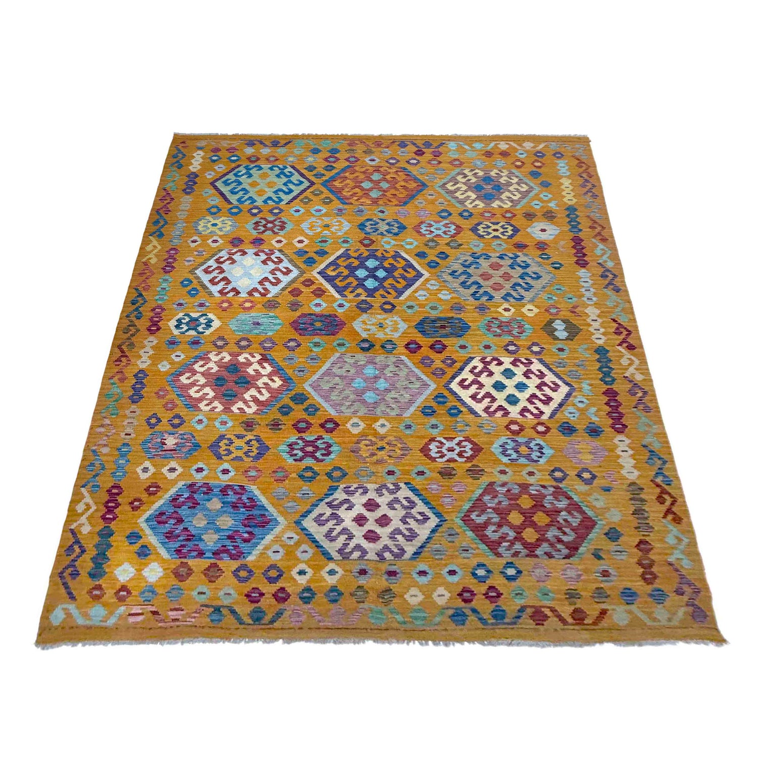 Handmade Afghan Vegetable Kilim 6' 7" x 9' 10" ft / 200 x 300 cm - No. Y39439