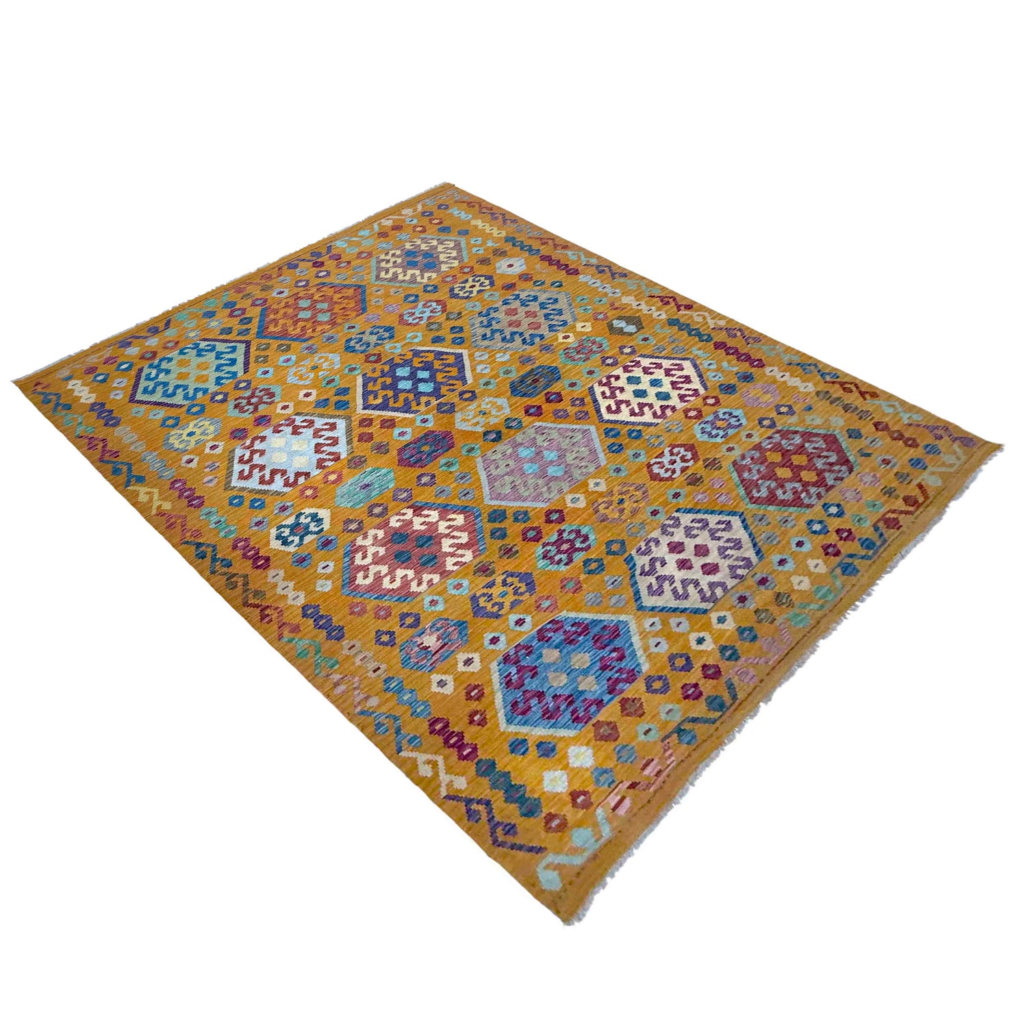 Handmade Afghan Vegetable Kilim 6' 7" x 9' 10" ft / 200 x 300 cm - No. Y39439