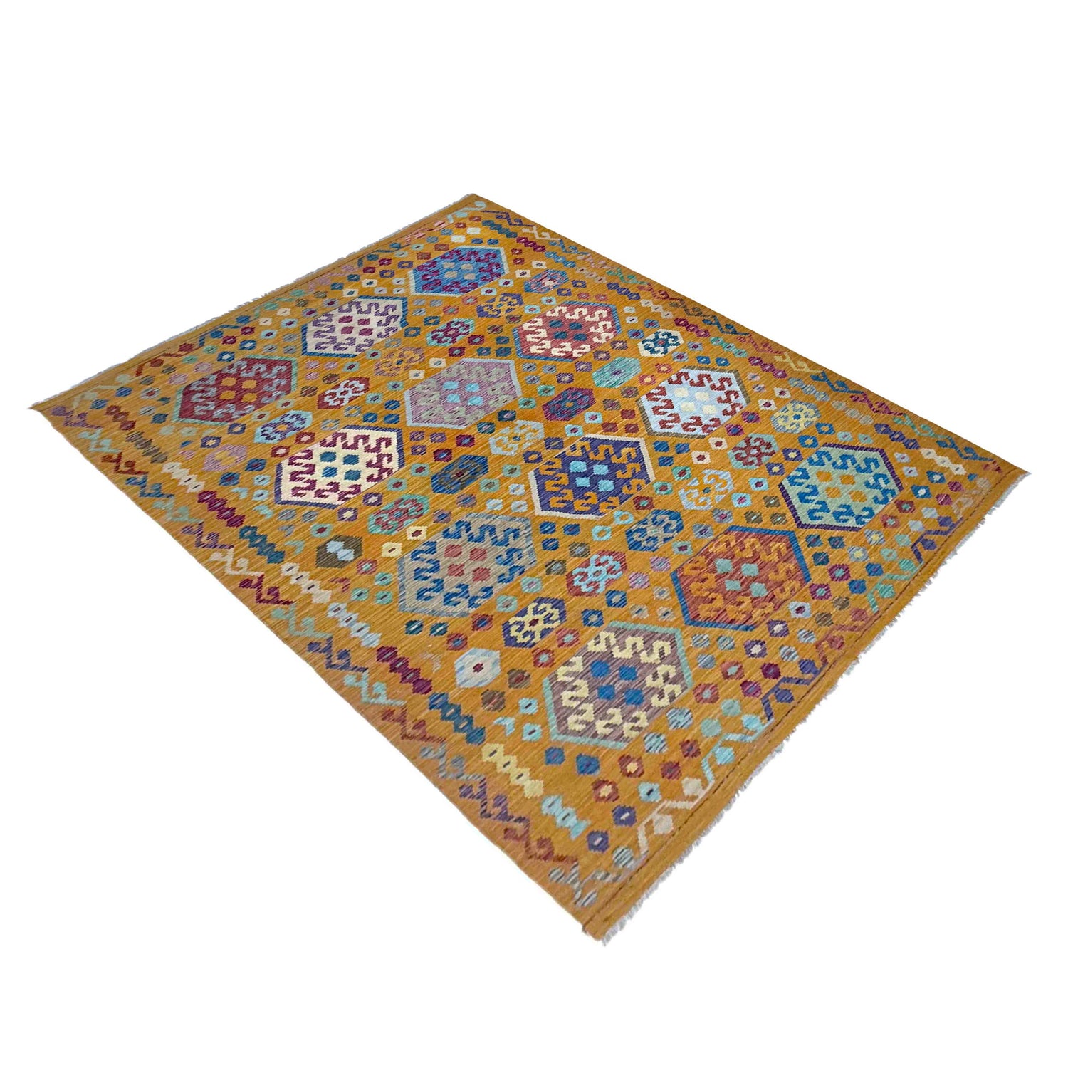 Handmade Afghan Vegetable Kilim 6' 7" x 9' 10" ft / 200 x 300 cm - No. Y39439