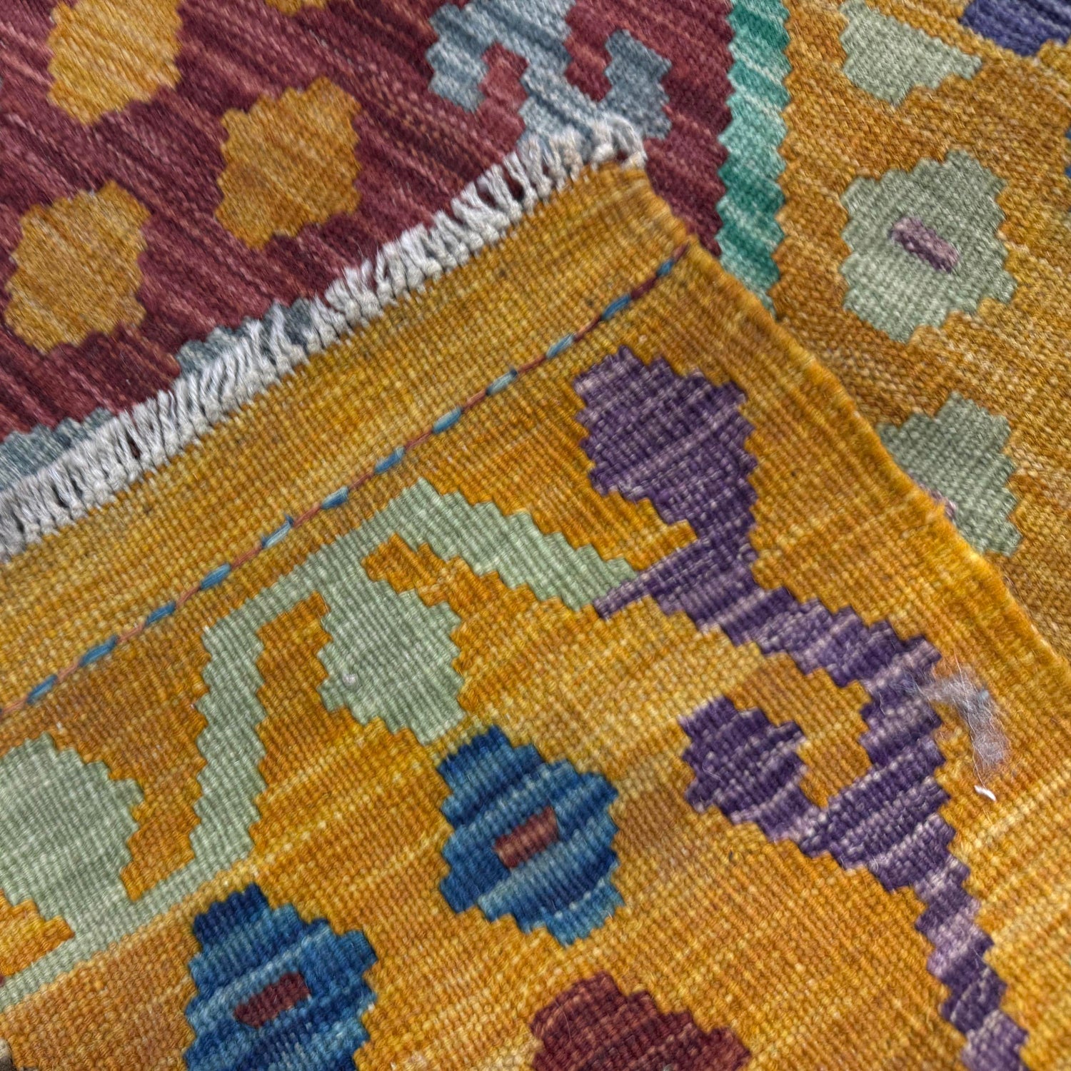 Handmade Afghan Vegetable Kilim 6' 7" x 9' 10" ft / 200 x 300 cm - No. Y39439