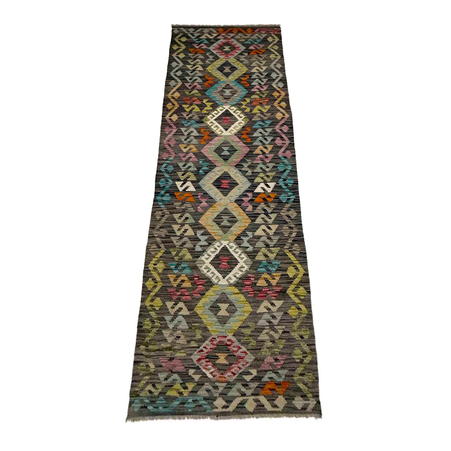 Handmade Afghan Vegetable Kilim Runner 2' 8" x 9' 9" ft / 82 x 297 cm - No. Y39442