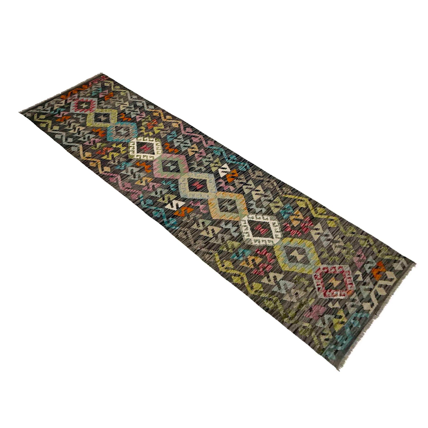 Handmade Afghan Vegetable Kilim Runner 2' 8" x 9' 9" ft / 82 x 297 cm - No. Y39442