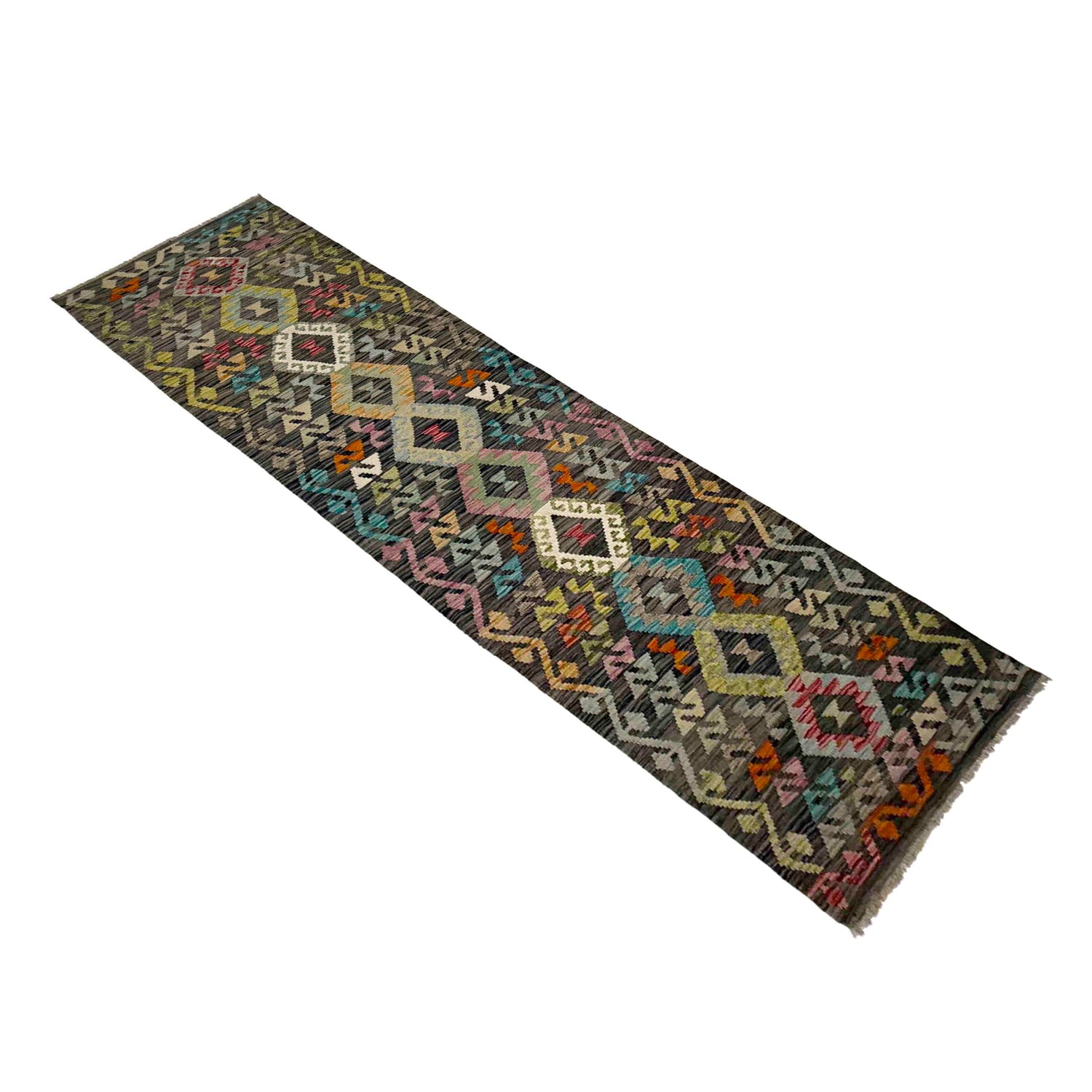 Handmade Afghan Vegetable Kilim Runner 2' 8" x 9' 9" ft / 82 x 297 cm - No. Y39442