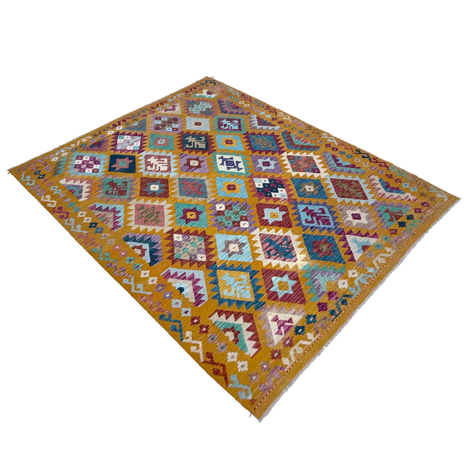 Hand Made Afghan Kilim 6' 9" x 9' 5" ft / 205 x 286 cm - No. Y39446