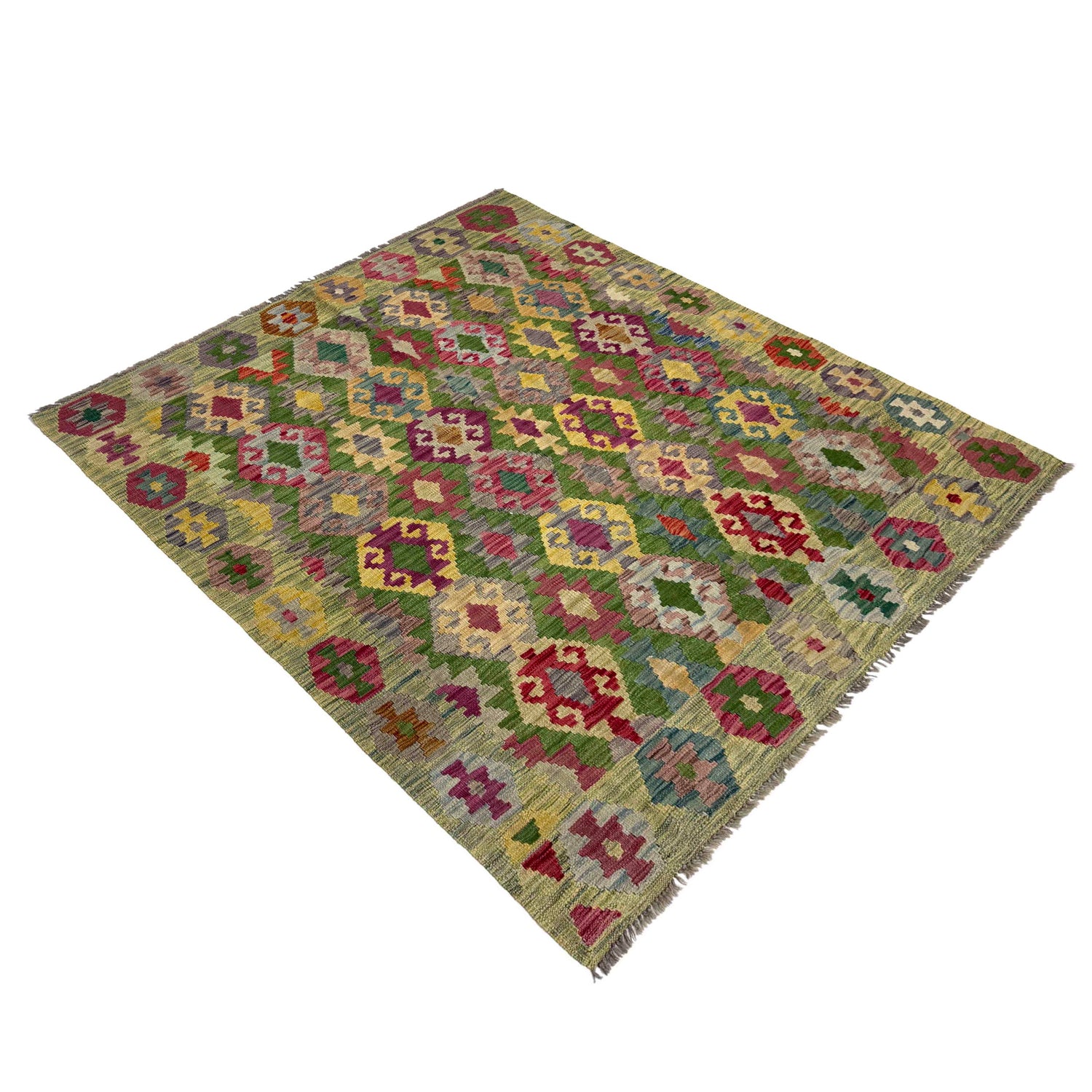 Handmade Turkish Design Wool Kilim 5' 3" x 6' 7" ft / 159 x 201 cm - No. Y39447