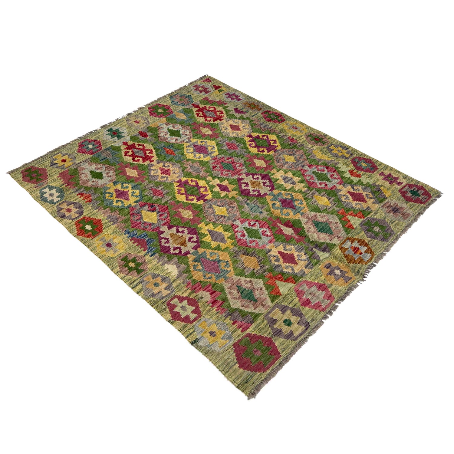 Handmade Turkish Design Wool Kilim 5' 3" x 6' 7" ft / 159 x 201 cm - No. Y39447