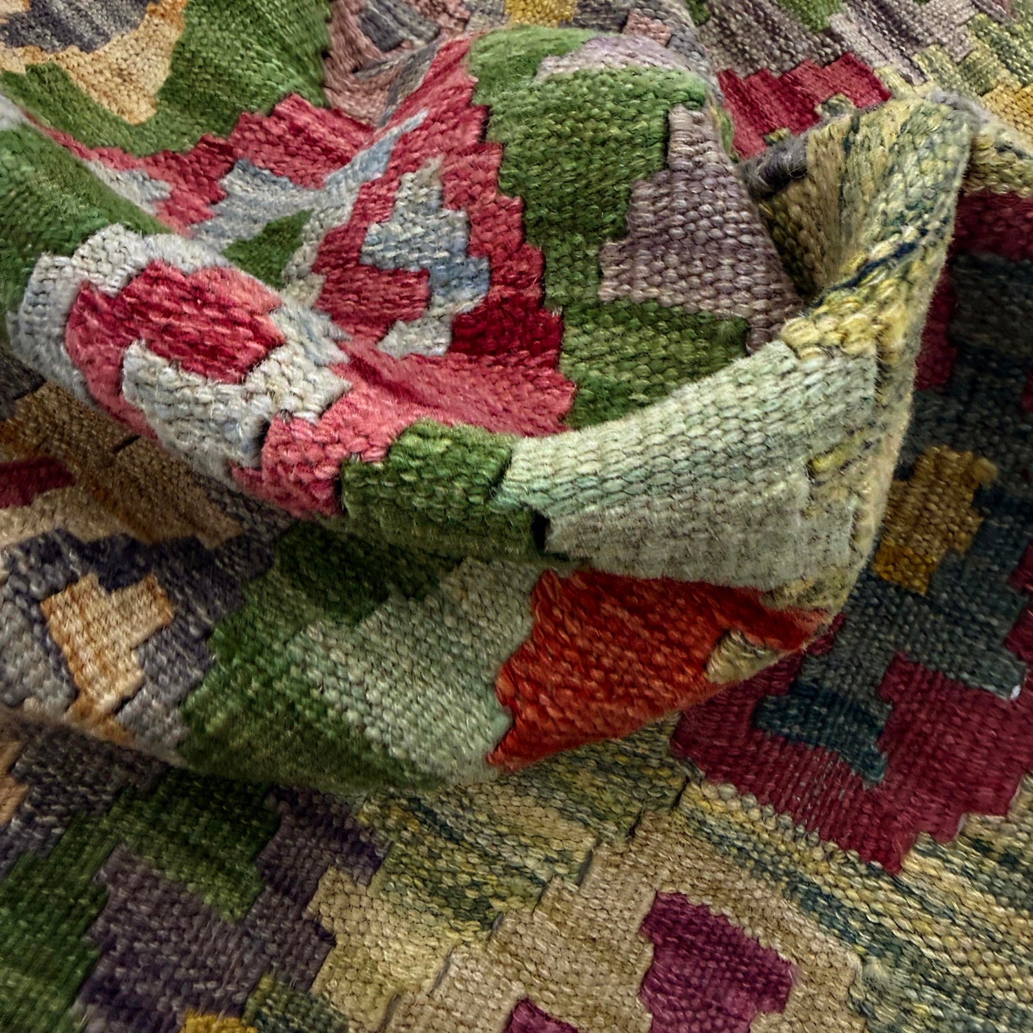 Handmade Turkish Design Wool Kilim 5' 3" x 6' 7" ft / 159 x 201 cm - No. Y39447