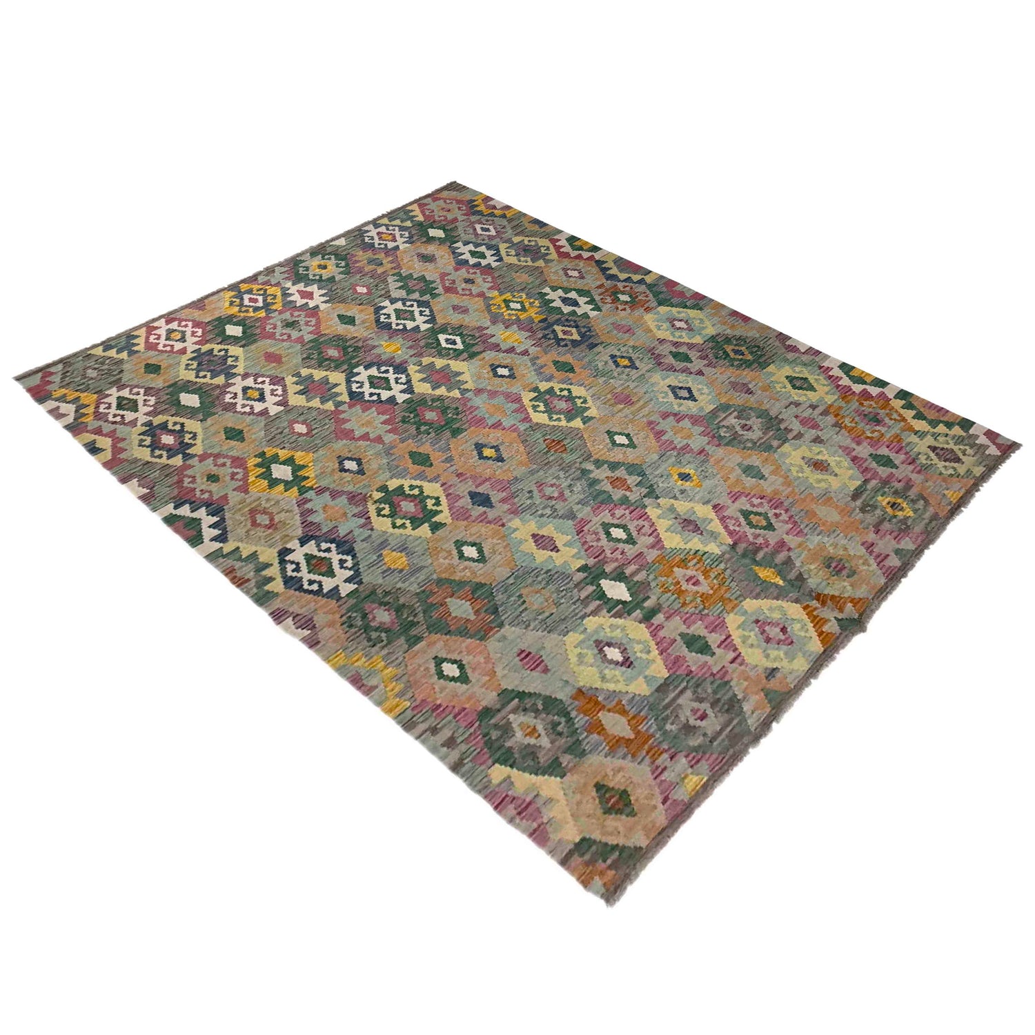 Handmade Turkish Design Wool Kilim 5' 10" x 8' 3" ft / 177 x 252 cm - No. Y39448
