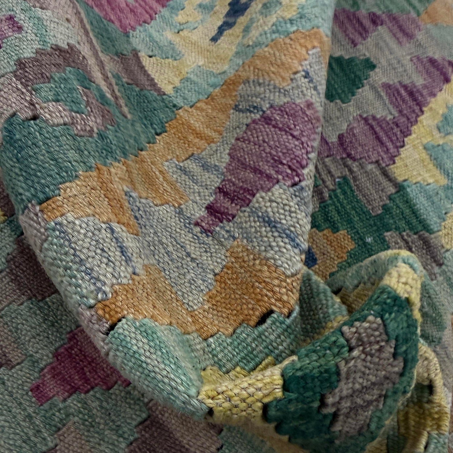 Handmade Turkish Design Wool Kilim 5' 10" x 8' 3" ft / 177 x 252 cm - No. Y39448
