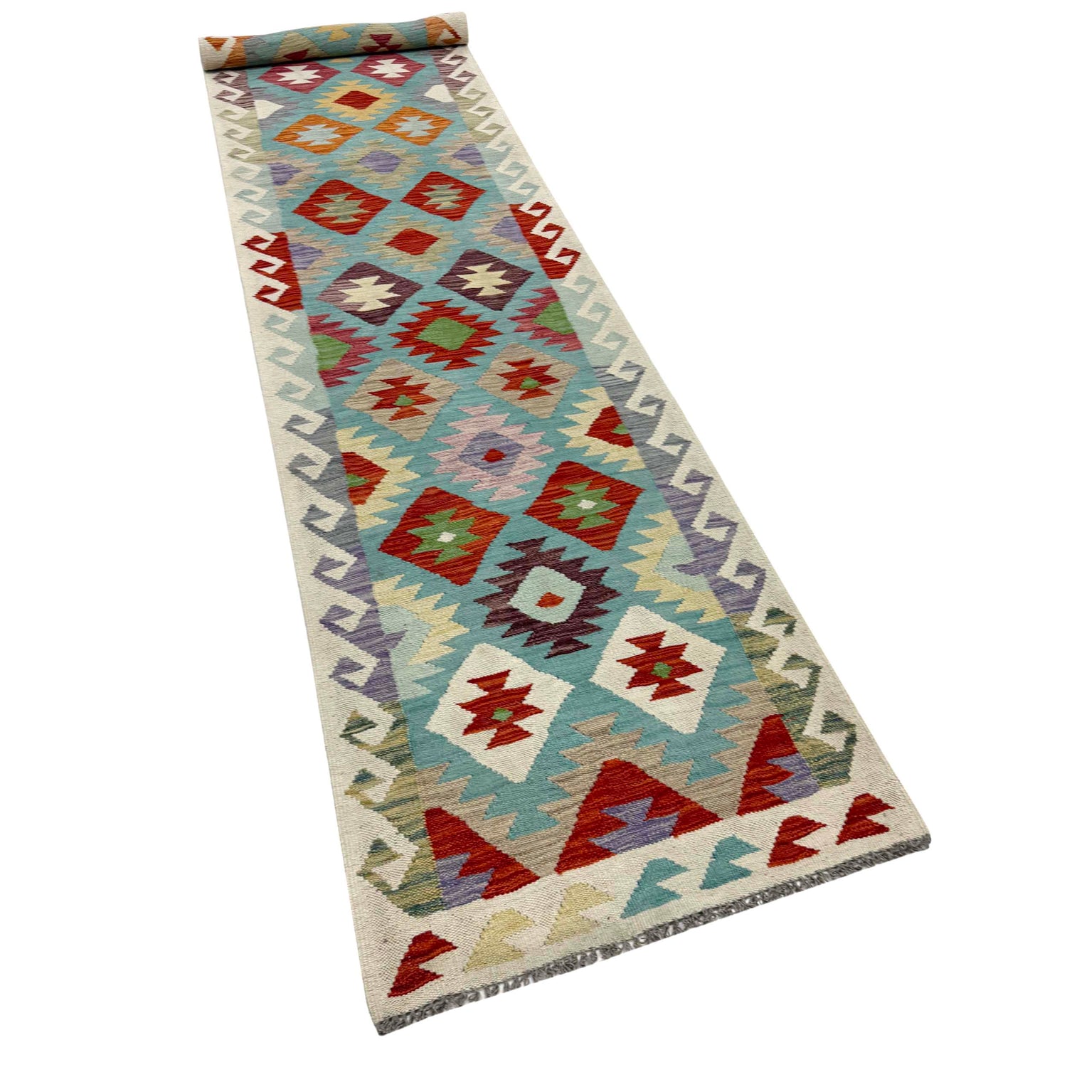 Handmade Vegetable Kelim Runner 2' 7" x 13' 0" ft / 79 x 397 cm - No. Y39449