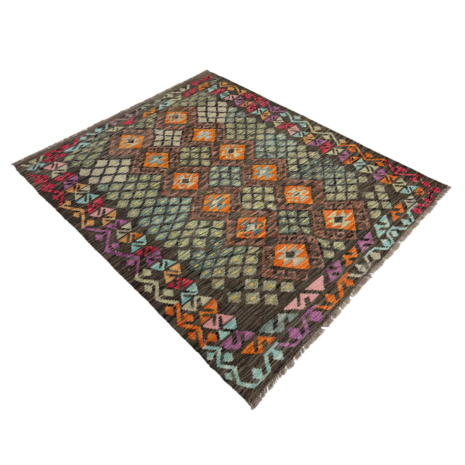 Hand Woven Wool Kelim 4' 3" x 5' 10" ft / 130 x 179 cm - No. Y39451