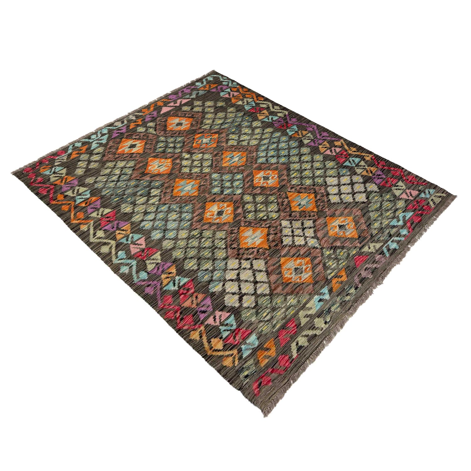 Hand Woven Wool Kelim 4' 3" x 5' 10" ft / 130 x 179 cm - No. Y39451