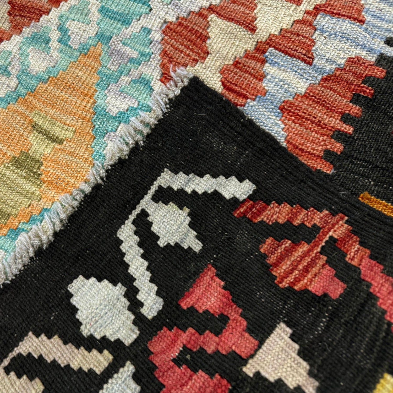 Handmade Turkish Design Wool Kilim 4' 2" x 6' 2" ft / 127 x 189 cm - No. Y39452