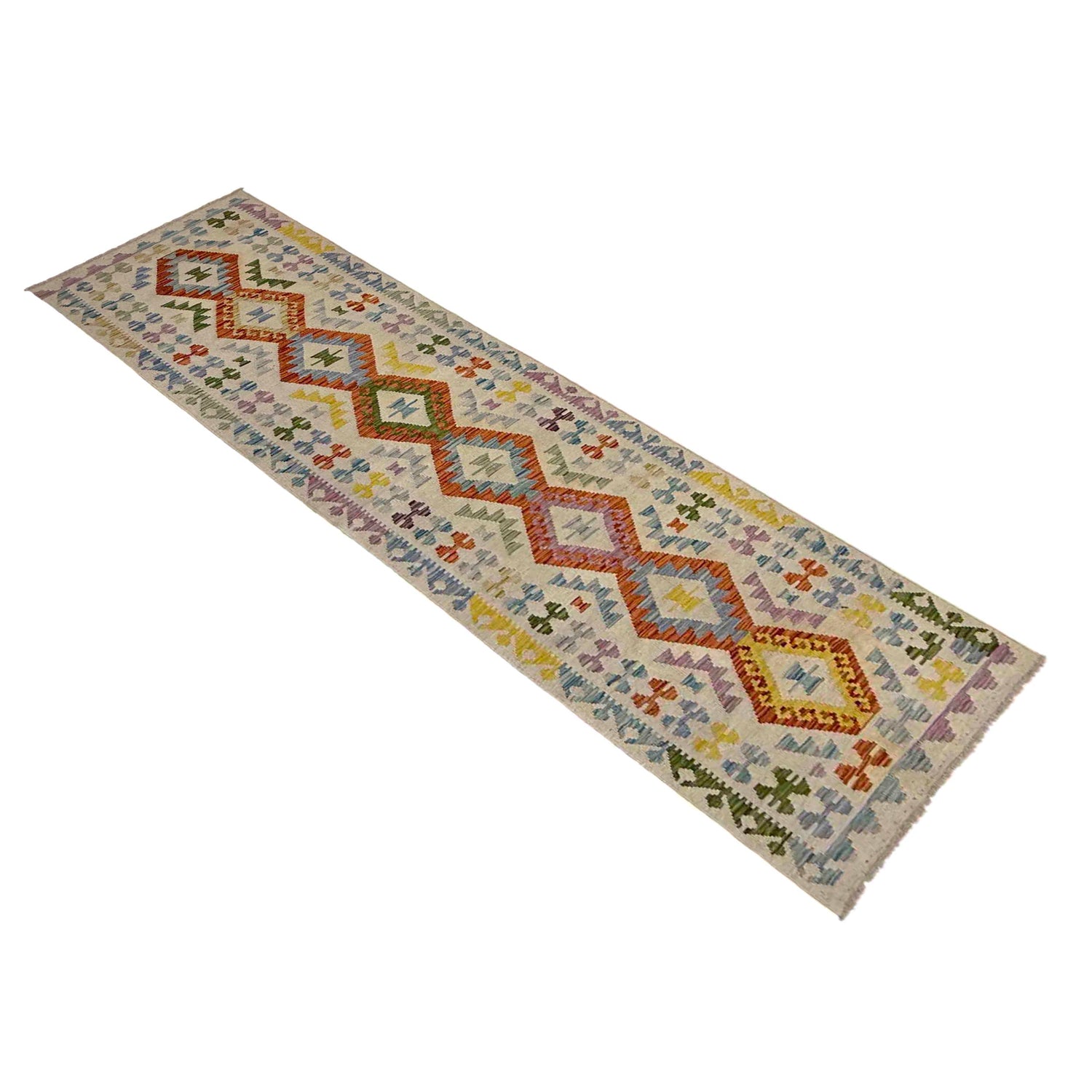 Hand Made Afghan Kilim Runner 2' 6" x 9' 8" ft / 77 x 294 cm - No. Y39453