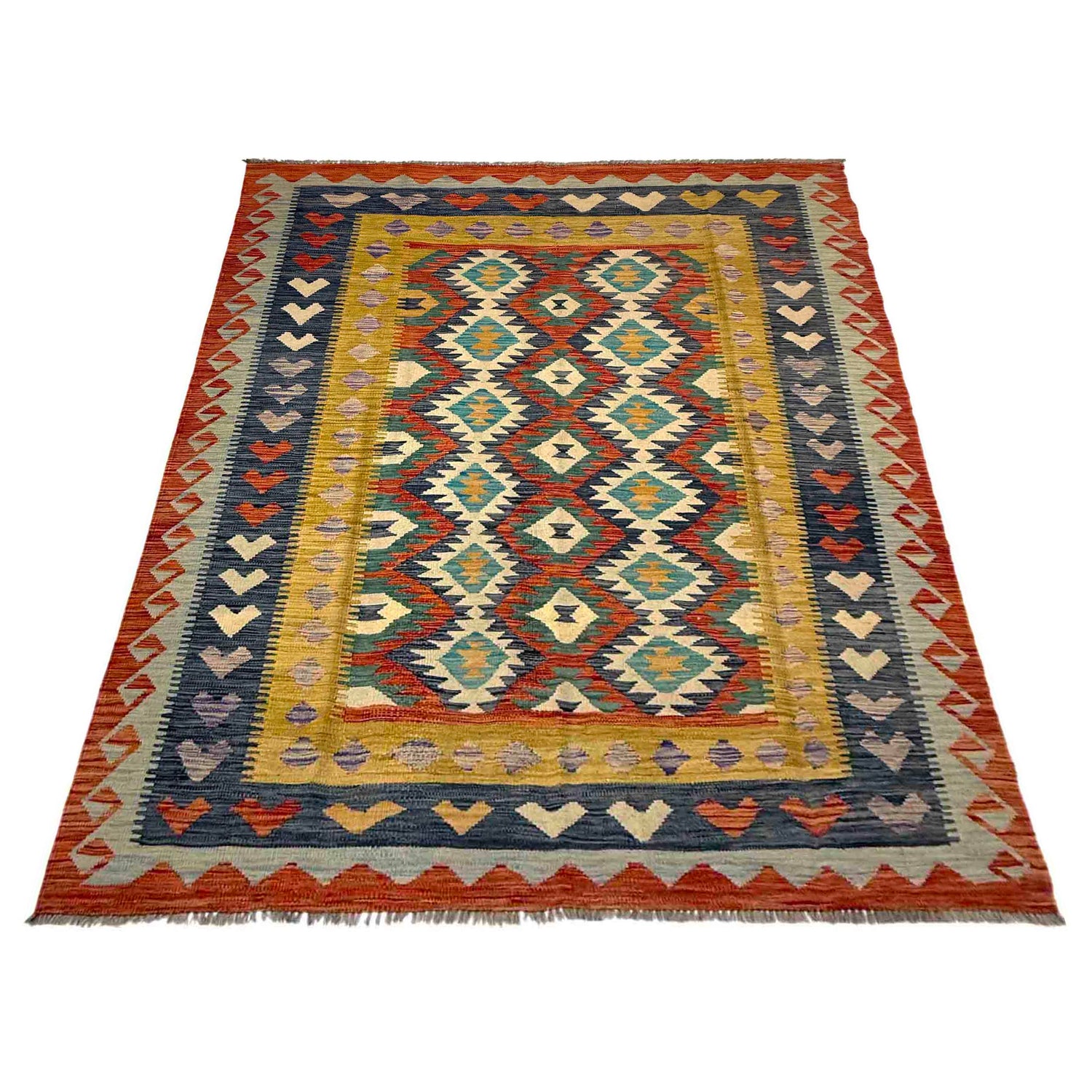 Hand Knotted Flatweave Kilim 5' 10" x 8' 2" ft / 178 x 250 cm - No. Y39460