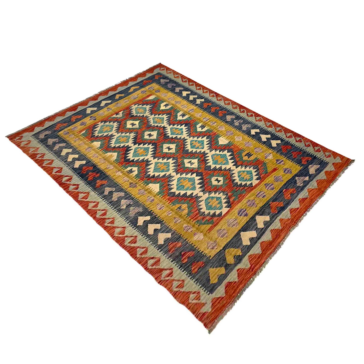 Hand Knotted Flatweave Kilim 5' 10" x 8' 2" ft / 178 x 250 cm - No. Y39460