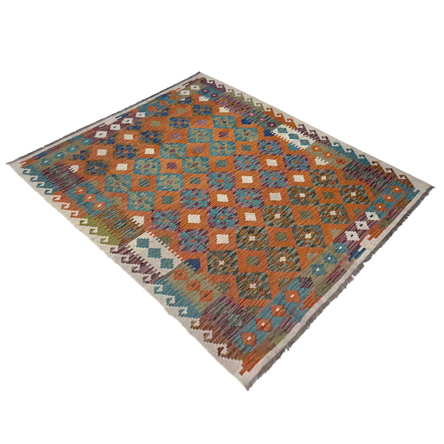 Handmade Afghan Vegetable Kilim 5' 11" x 7' 7" ft / 180 x 231 cm - No. Y39461