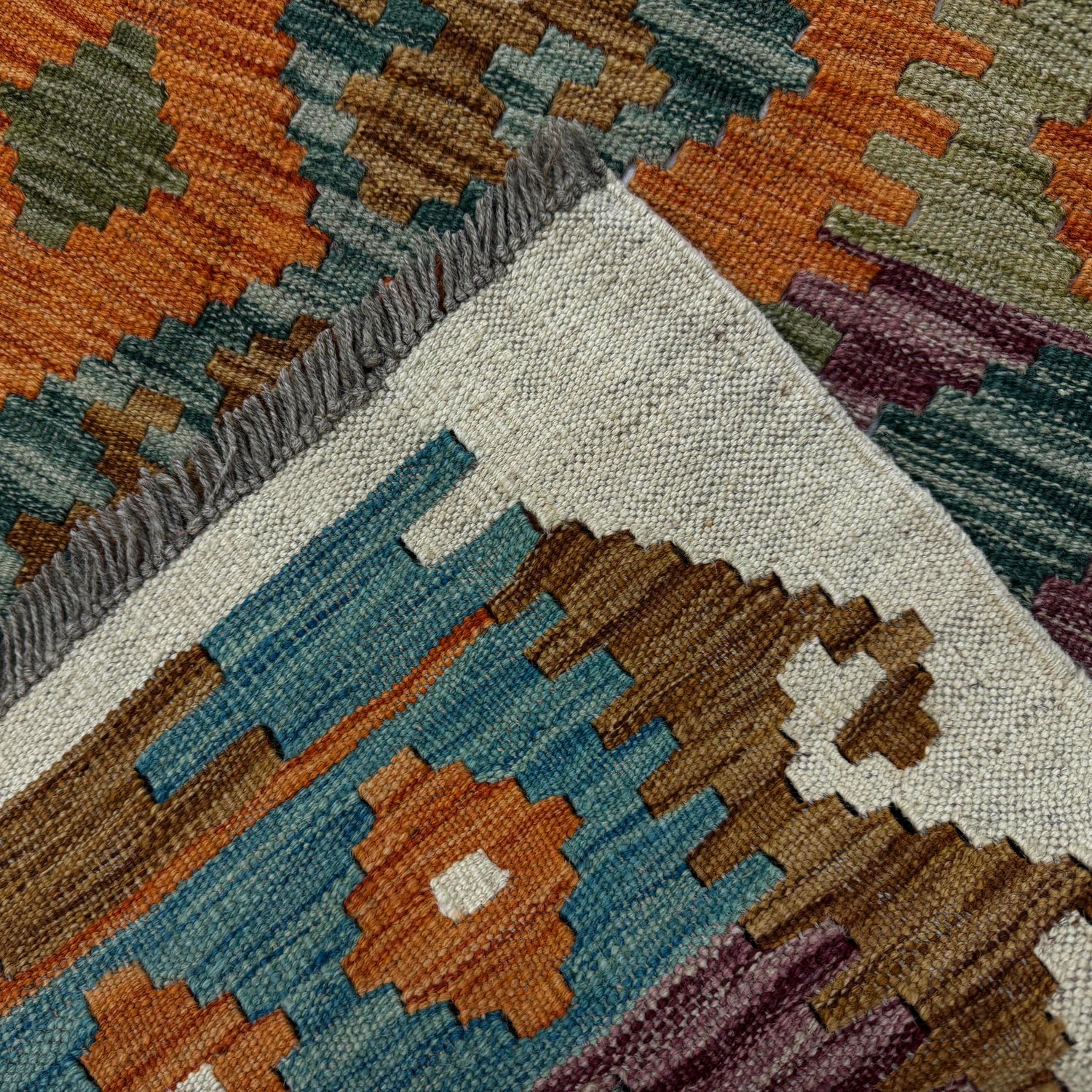 Handmade Afghan Vegetable Kilim 5' 11" x 7' 7" ft / 180 x 231 cm - No. Y39461