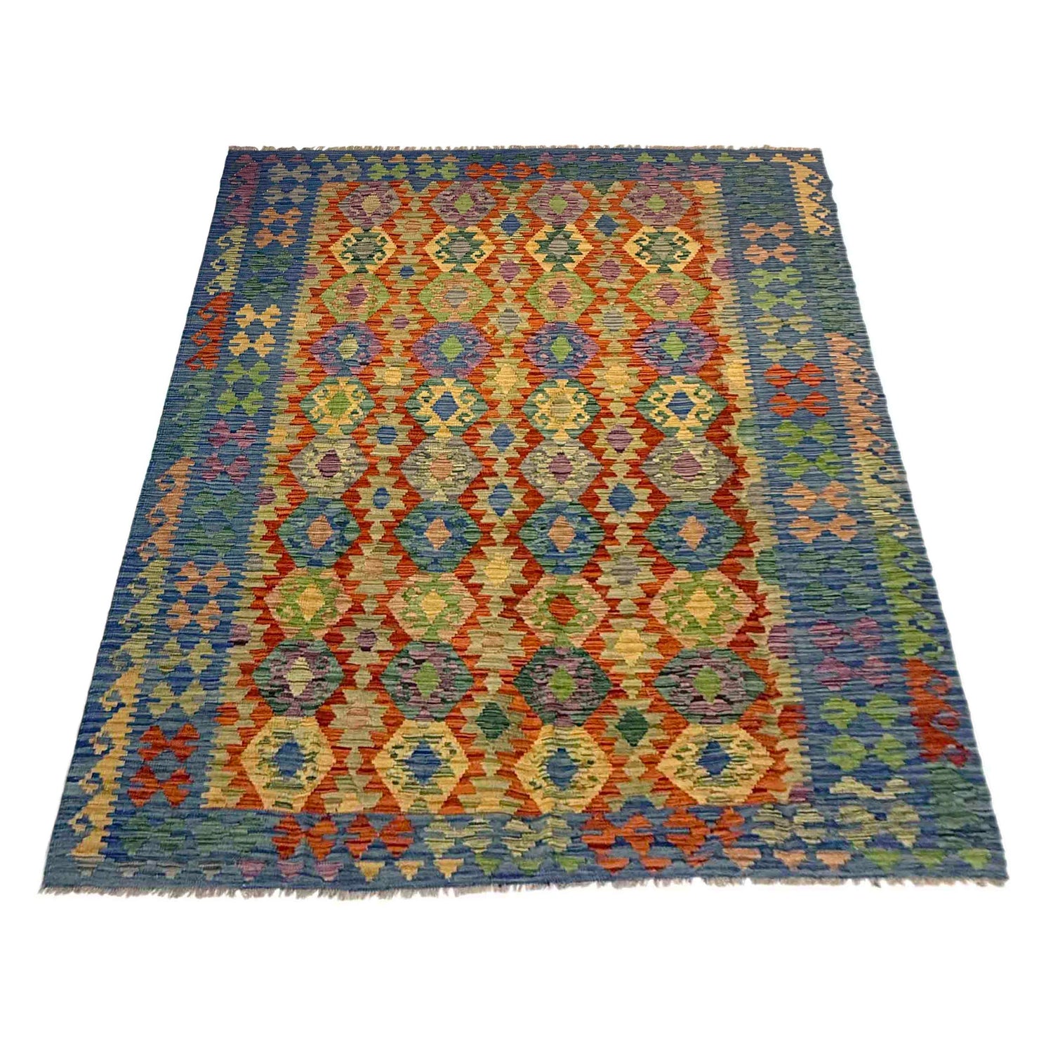 Hand Made Afghan Kilim 6' 2" x 8' 0" ft / 188 x 244 cm - No. Y39462