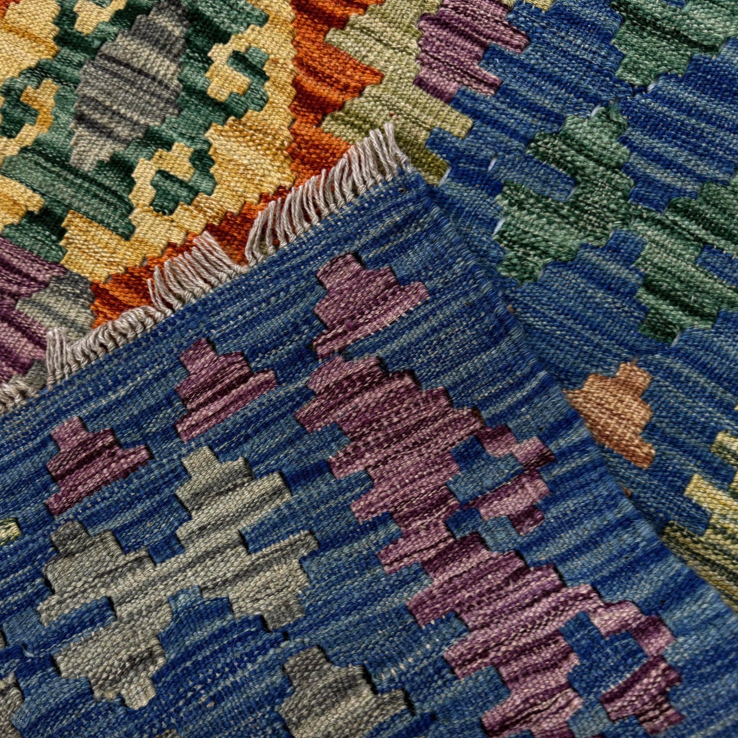 Hand Made Afghan Kilim 6' 2" x 8' 0" ft / 188 x 244 cm - No. Y39462