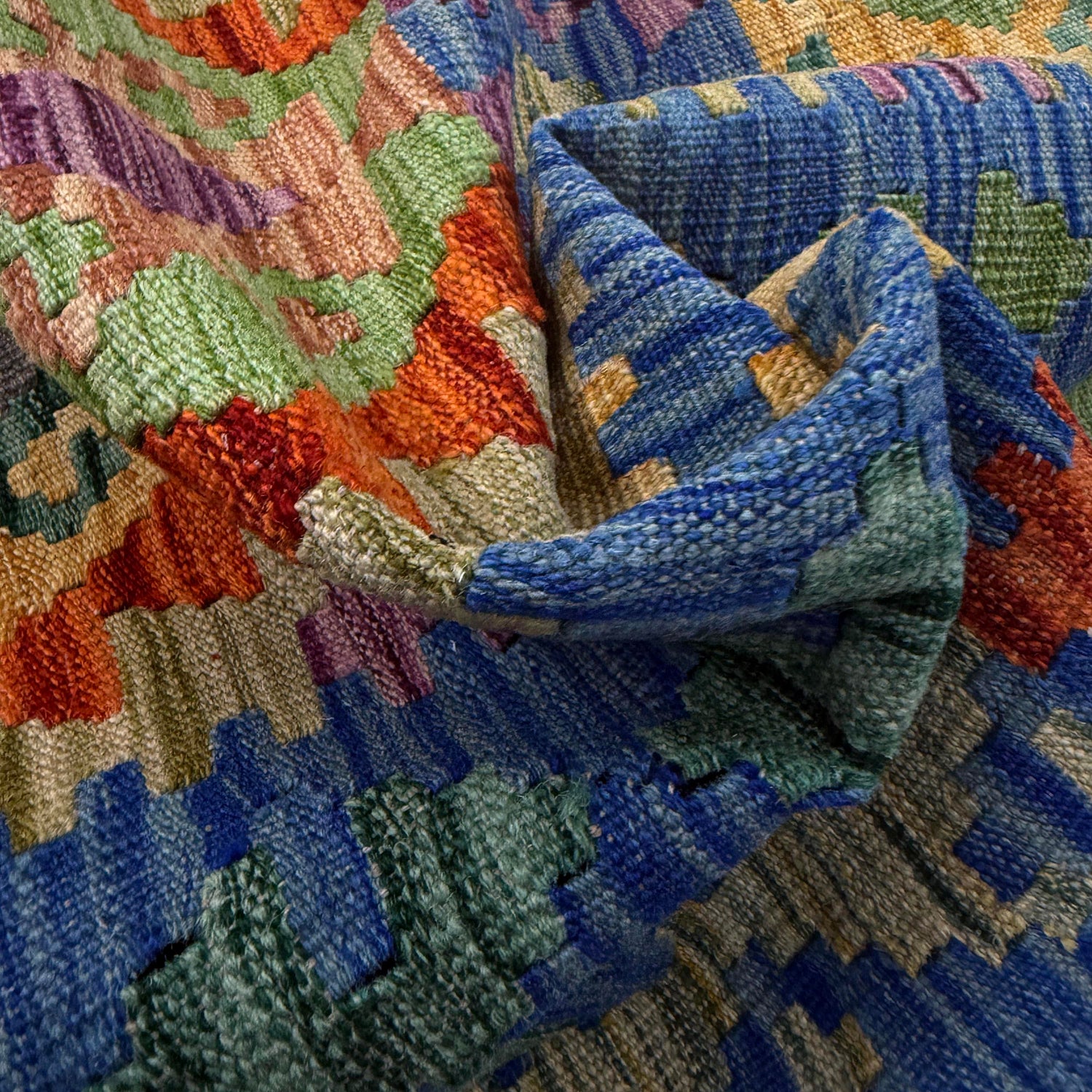 Hand Made Afghan Kilim 6' 2" x 8' 0" ft / 188 x 244 cm - No. Y39462