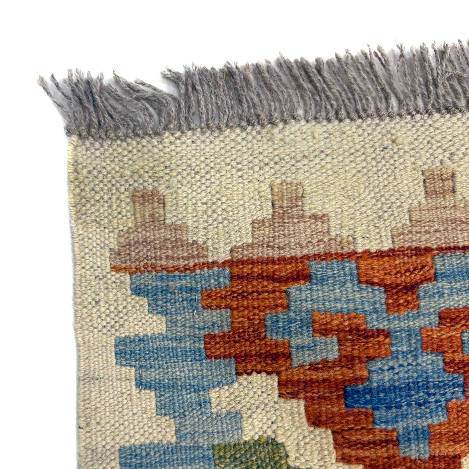 Multi Color ful Flat-Weave Wool Kilim 6' 1" x 7' 11" ft / 186 x 242 cm - No. Y39463