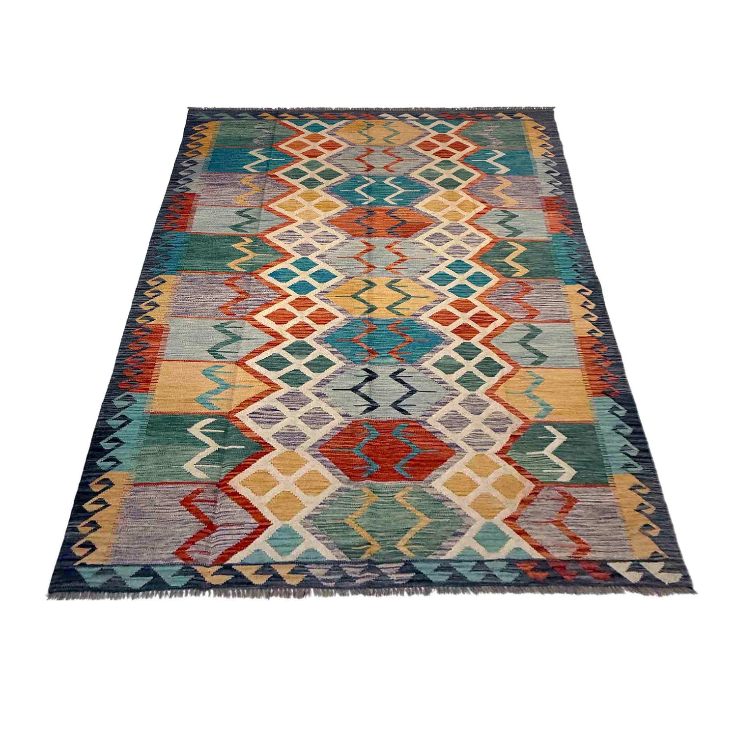 Handmade Vegetable Kilim 5' 9" x 8' 6" ft / 175 x 258 cm - No. Y39465
