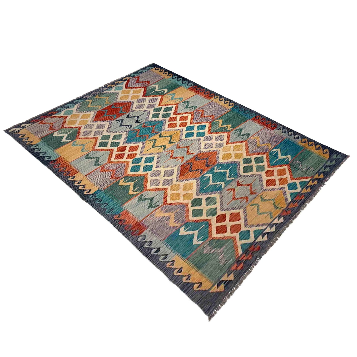 Handmade Vegetable Kilim 5' 9" x 8' 6" ft / 175 x 258 cm - No. Y39465