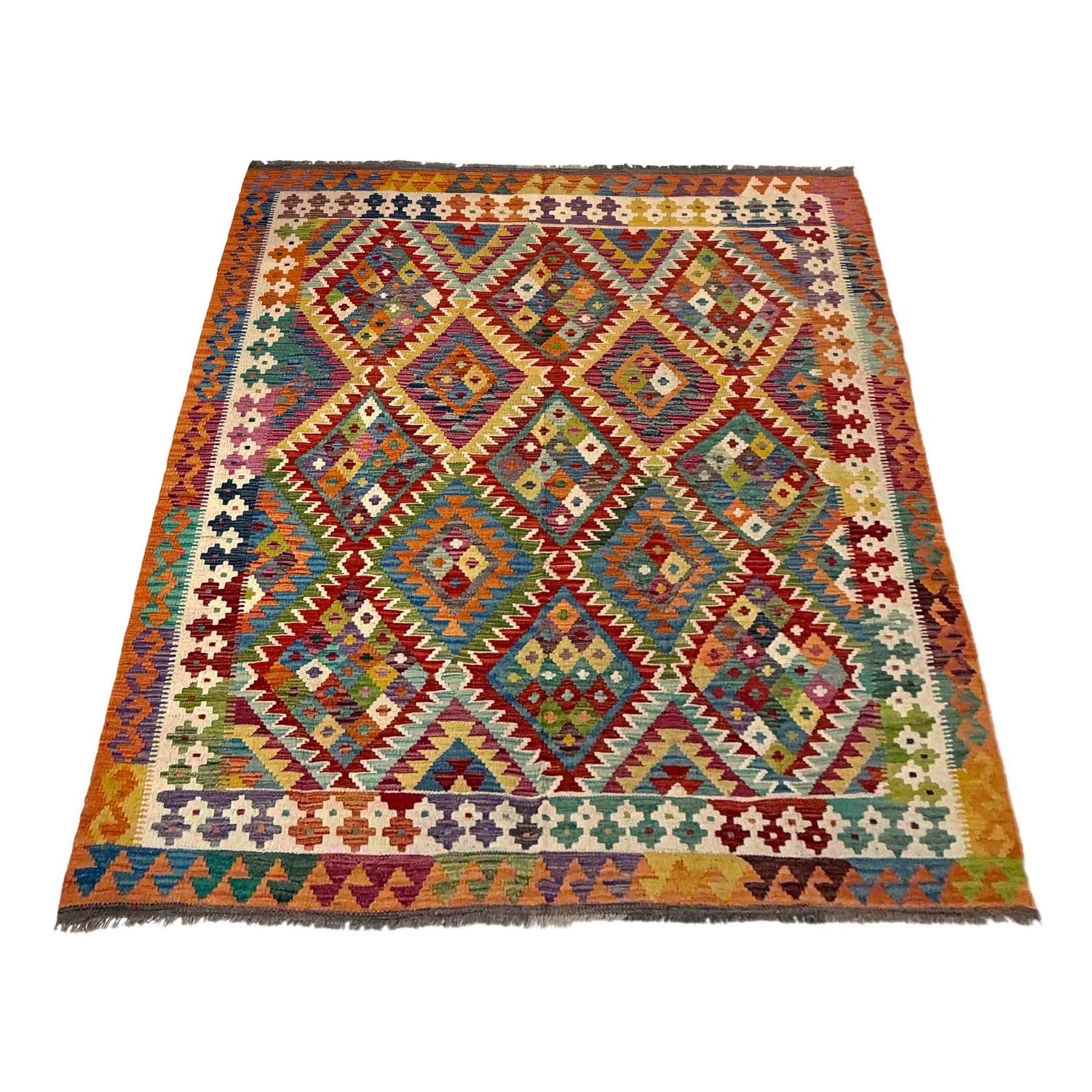 Handmade Vegetable Kelim 6' 1" x 7' 11" ft / 186 x 241 cm - No. Y39466