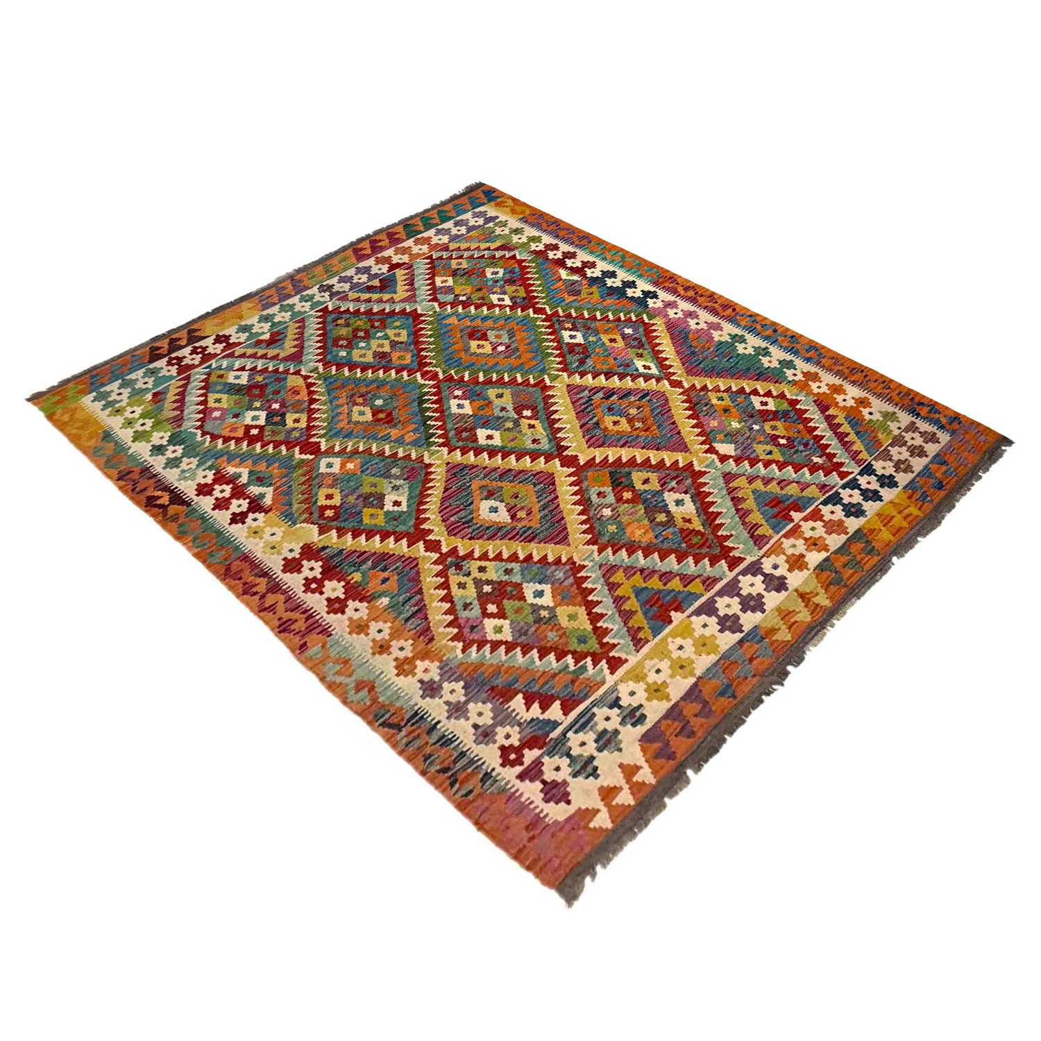 Handmade Vegetable Kelim 6' 1" x 7' 11" ft / 186 x 241 cm - No. Y39466