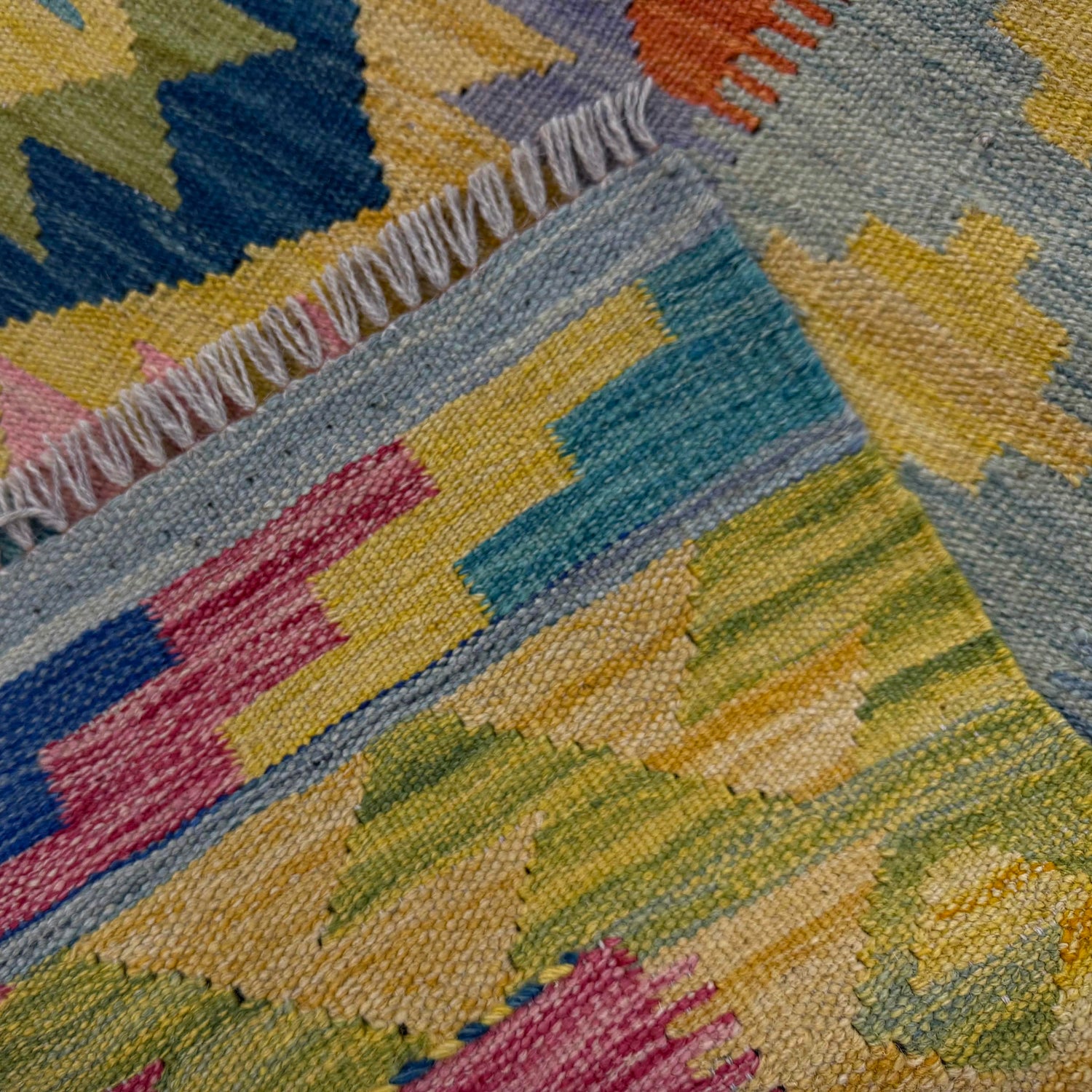 Hand Knotted Afghan Style Kilim 5' 7" x 8' 2" ft / 170 x 249 cm - No. Y39467