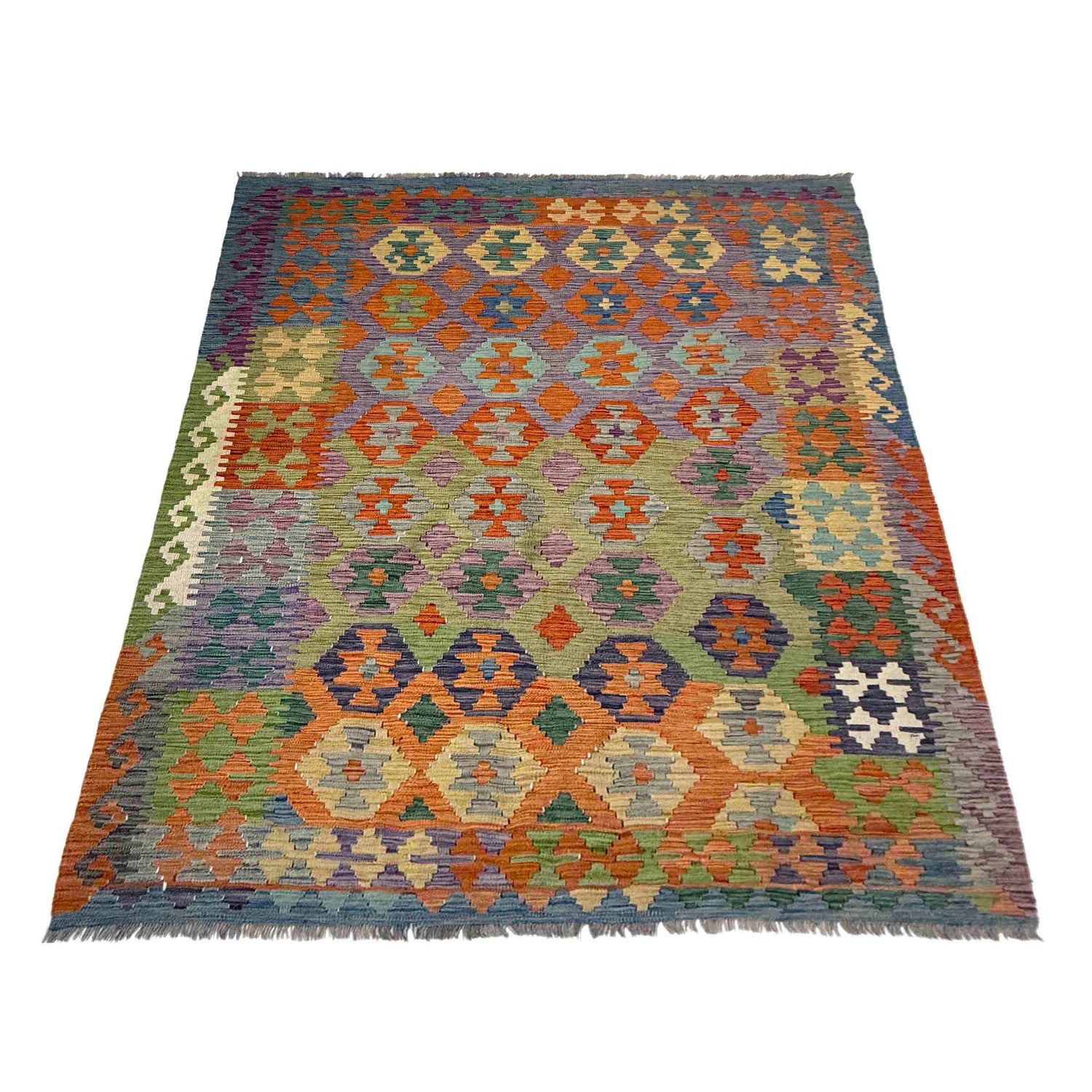 Handmade Turkish Design Wool Kilim 5' 9" x 8' 0" ft / 176 x 245 cm - No. Y39469
