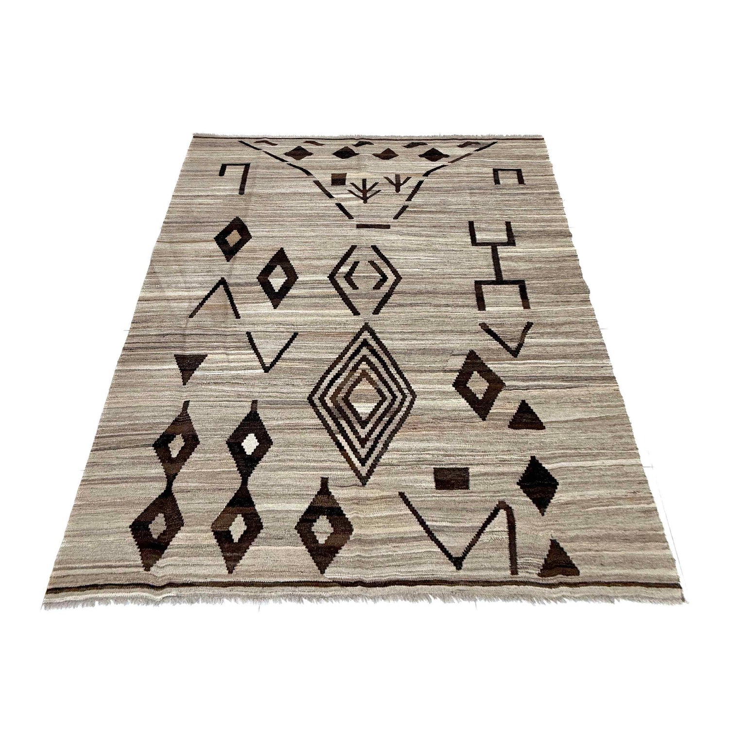 Hand Made Afghan Kilim 5' 8" x 7' 7" ft / 173 x 230 cm - No. Y39470