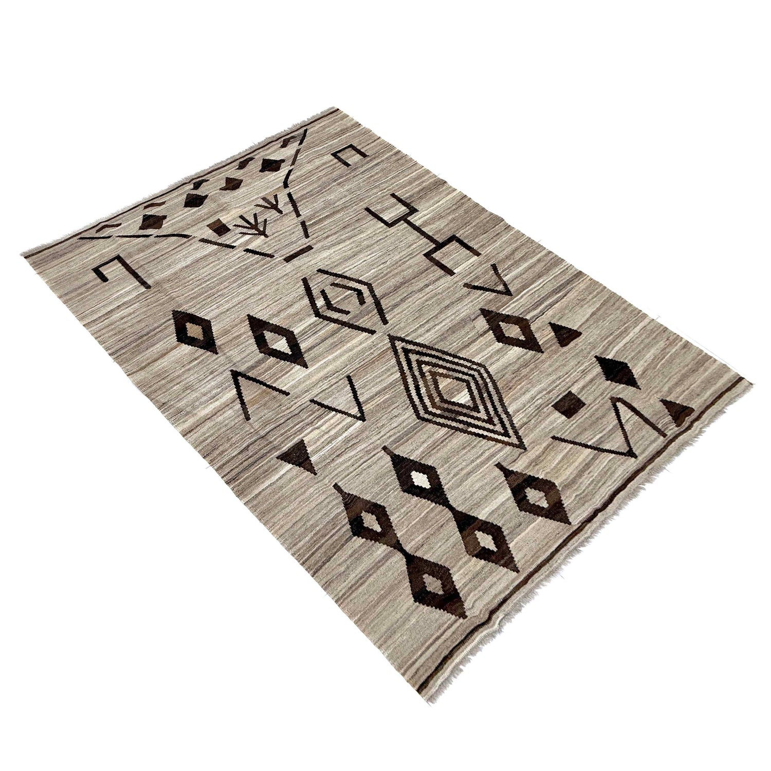 Hand Made Afghan Kilim 5' 8" x 7' 7" ft / 173 x 230 cm - No. Y39470