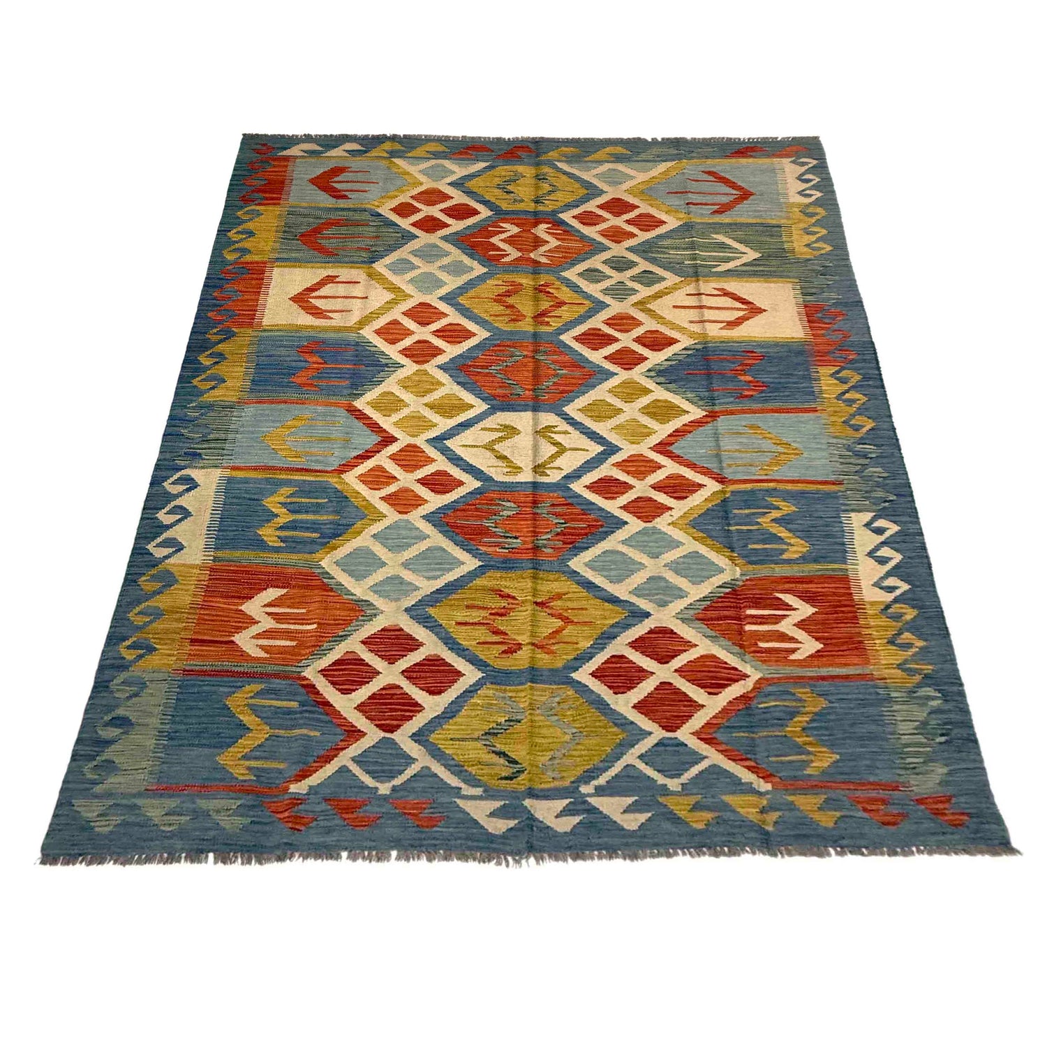 Hand Knotted Flatweave Kilim 5' 7" x 8' 0" ft / 170 x 244 cm - No. Y39472