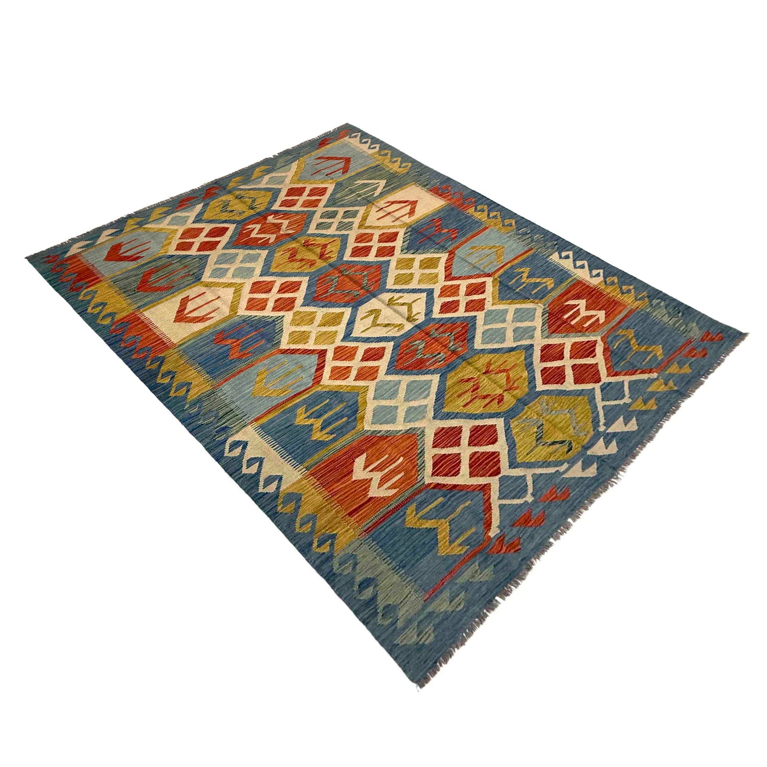 Hand Knotted Flatweave Kilim 5' 7" x 8' 0" ft / 170 x 244 cm - No. Y39472
